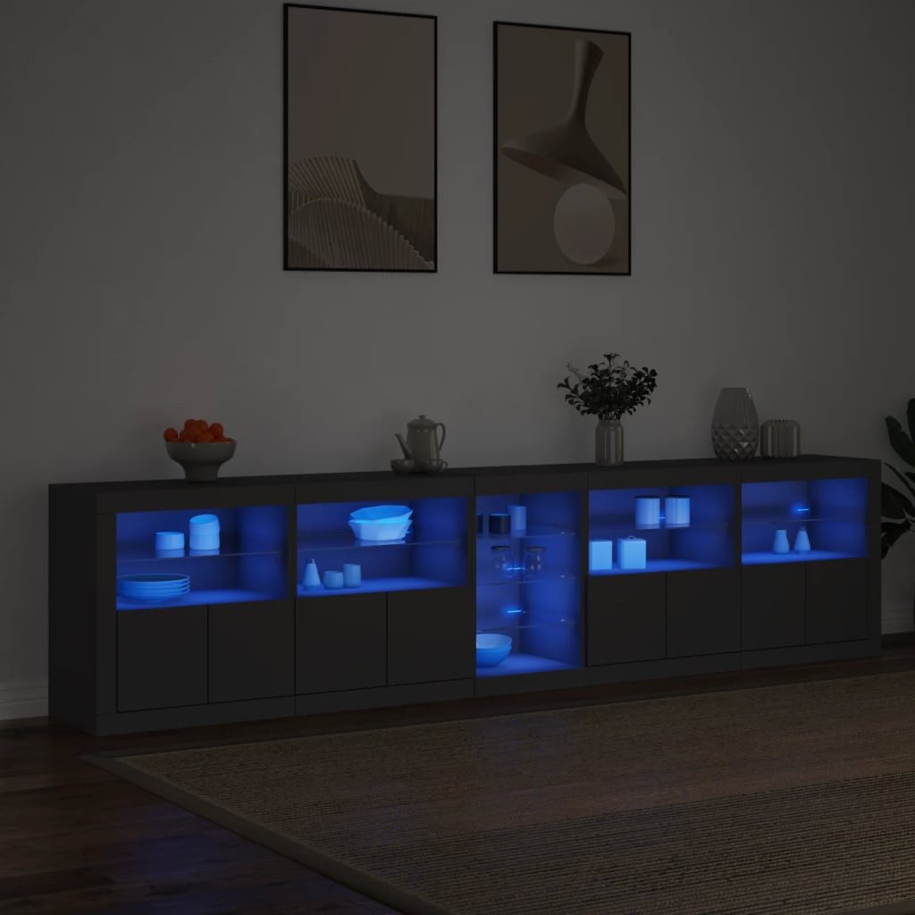 vidaXL Sideboard Sideboard mit LED-Leuchten Schwarz günstig online kaufen