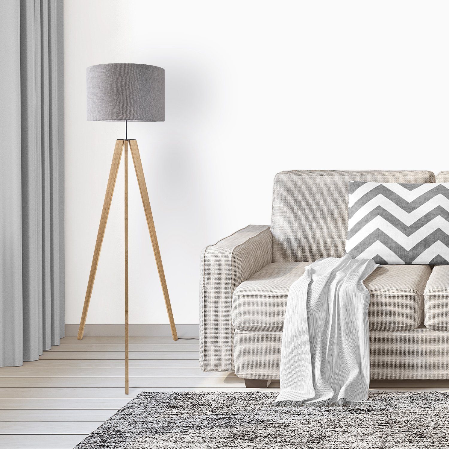Paco Home Stehlampe Canvas uni Color, günstig online kaufen