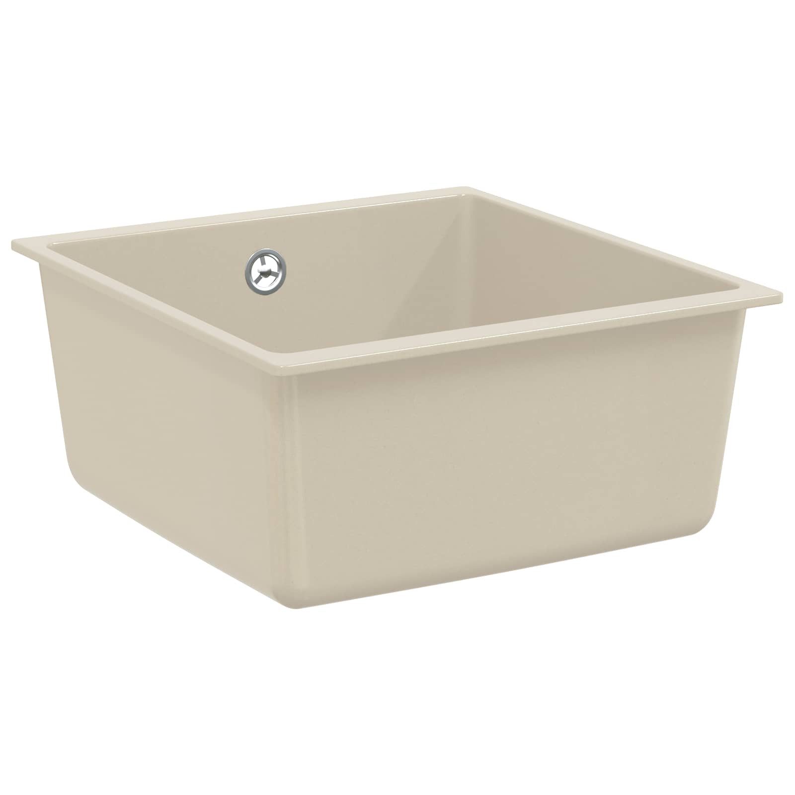 vidaXL Granitspüle Waschbecken Beige 430 x 460 mm 80% Quarz und 20% Harz, Rechtwinklig, 5/430 cm, (1 St)