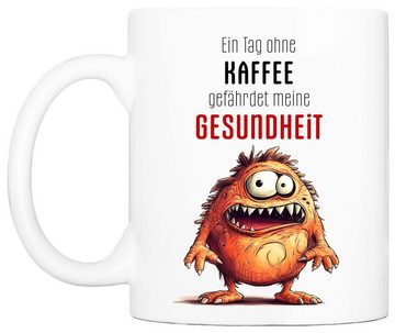 Cadouri Tasse EIN TAG OHNE KAFFEE Bürotasse, Kaffeetasse mit Spruch - Geschenk, Keramik, humorvolle Tasse, beidseitig bedruckt, handgefertigt, 330 ml