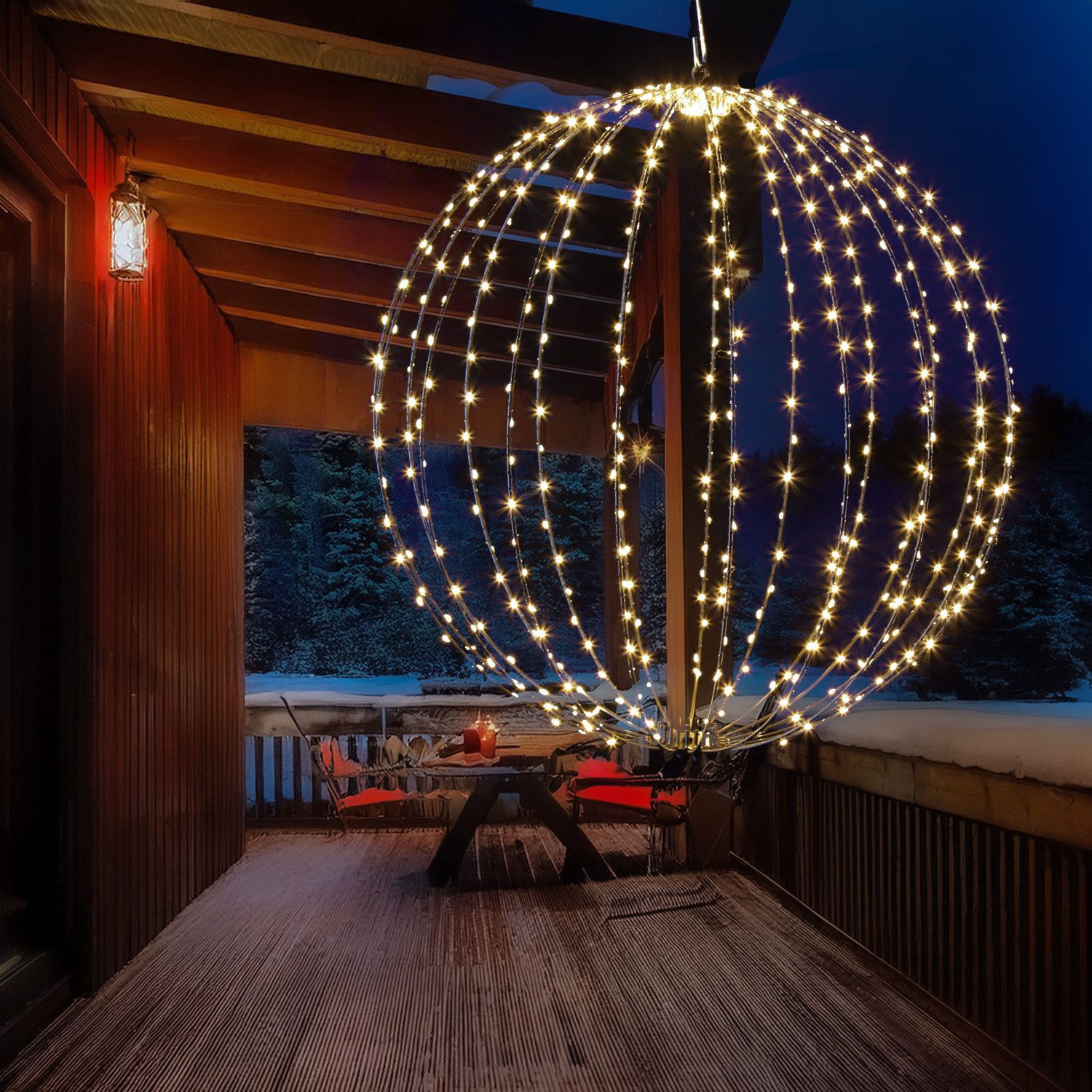 MARELIDA LED Kugelleuchte Drahtkugel Leuchtkugel faltbar D: 58cm 480LED 8Mo günstig online kaufen