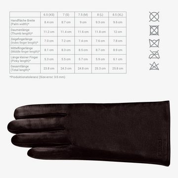 Navaris Lederhandschuhe Touchscreen Nappa Handschuhe für Damen - aus Lammleder mit Kaschmir