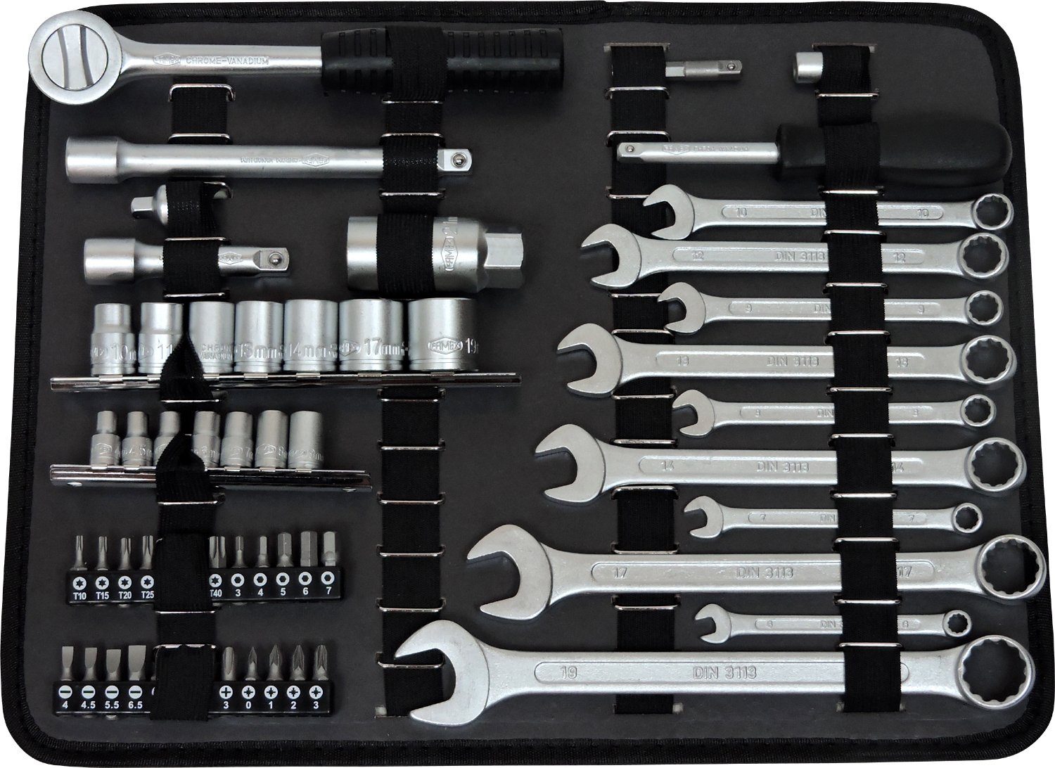 FAMEX Werkzeugset abschließbar Alu Werkzeug Satz, mit Werkzeugkasten 759-63 (Komplett-Set)