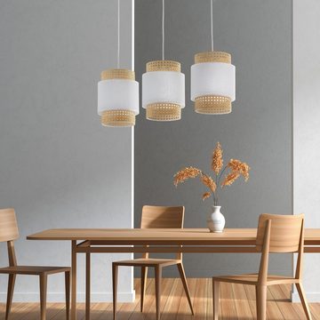 Cosy Home Ideas Hängeleuchten Hängeleuchte 3 flammig Rattan Stoffschirm Esstischlampe, ohne Leuchtmittel, Hängelampe als Esstischlampe geeignet durch gute Helligkeit