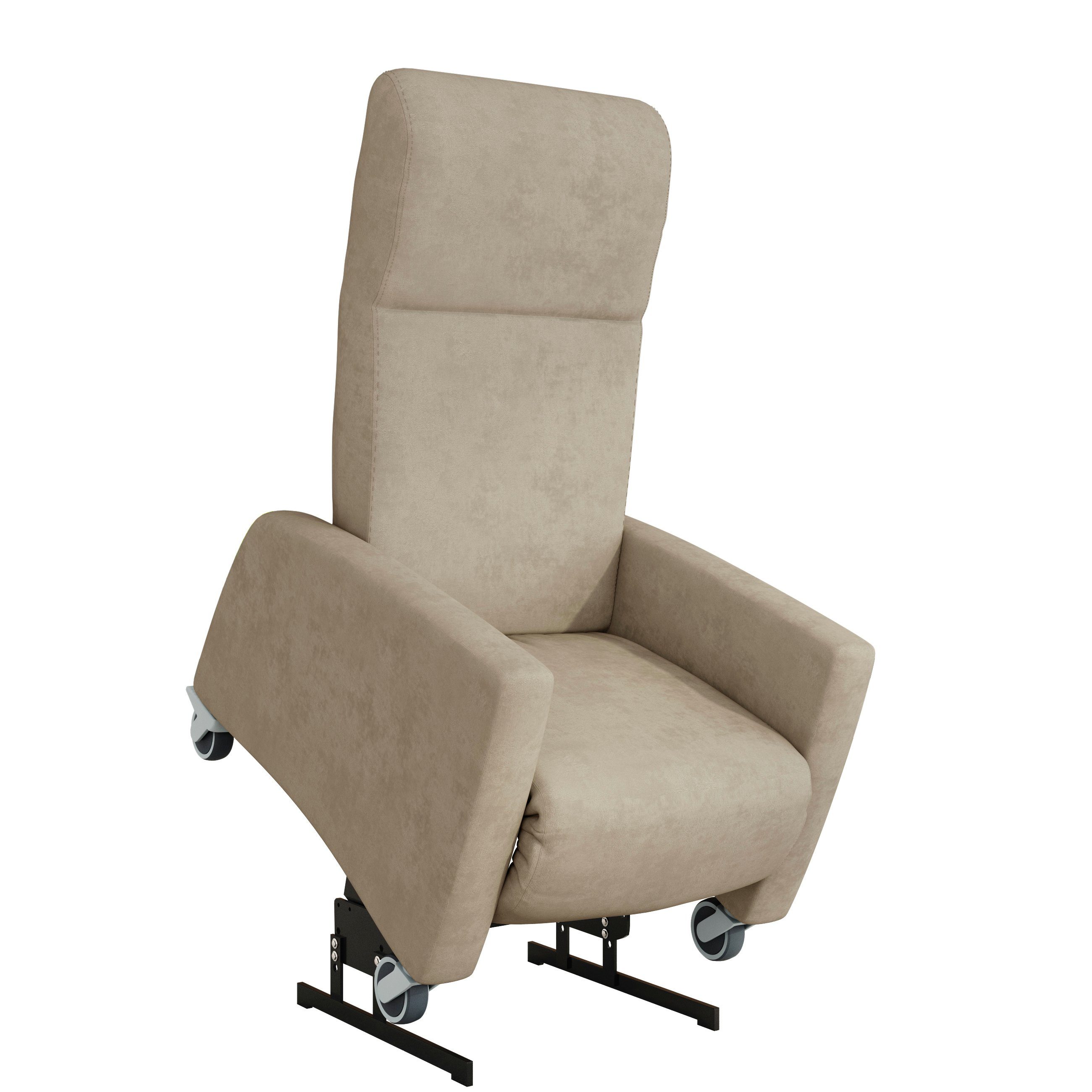 bis Verstellbar, Microfaser Lutra Devita relax Pflegesessel Rollen Beige 2 verschieden mit elektrischer Relaxsessel Aufstehhilfe, Lift mit 140 Sitzhöhen, Aufstehsessel kg, und stufenlos Bezüge verschiedene Schiebegriff Relaxsessel