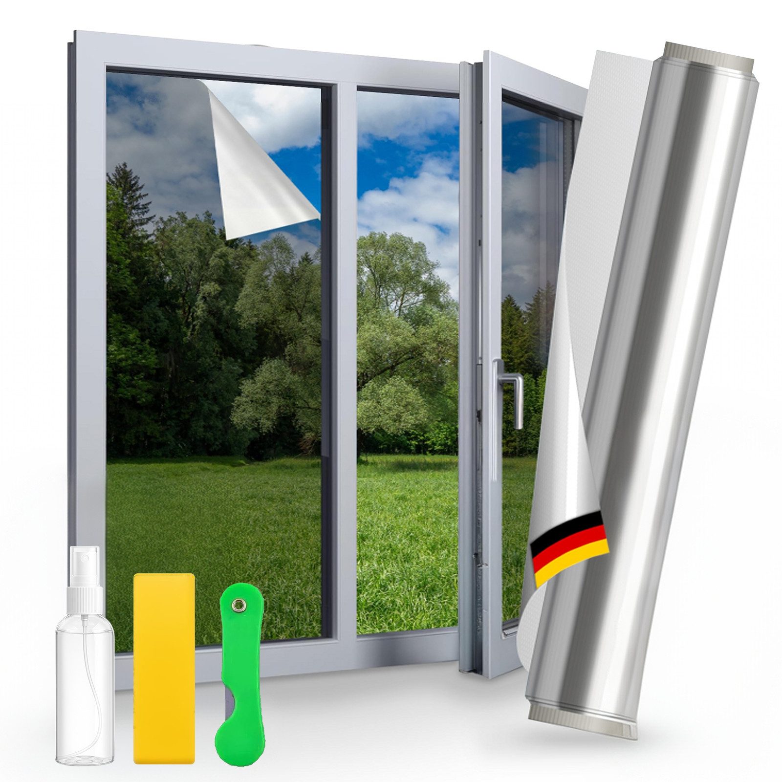 Bundviel Sonnenschutz-Fensterfolie UV-Schutz Blickdicht Sonnenschutzfolie Einseitige UV Folie Fenster