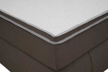 Sun Garden Boxspringbett PUEBLO, 180 x 200 cm, Braun, Grau, Stoffbezug, mit Komfortschaumtopper, wendbare TFK-Matratze, H2/H3