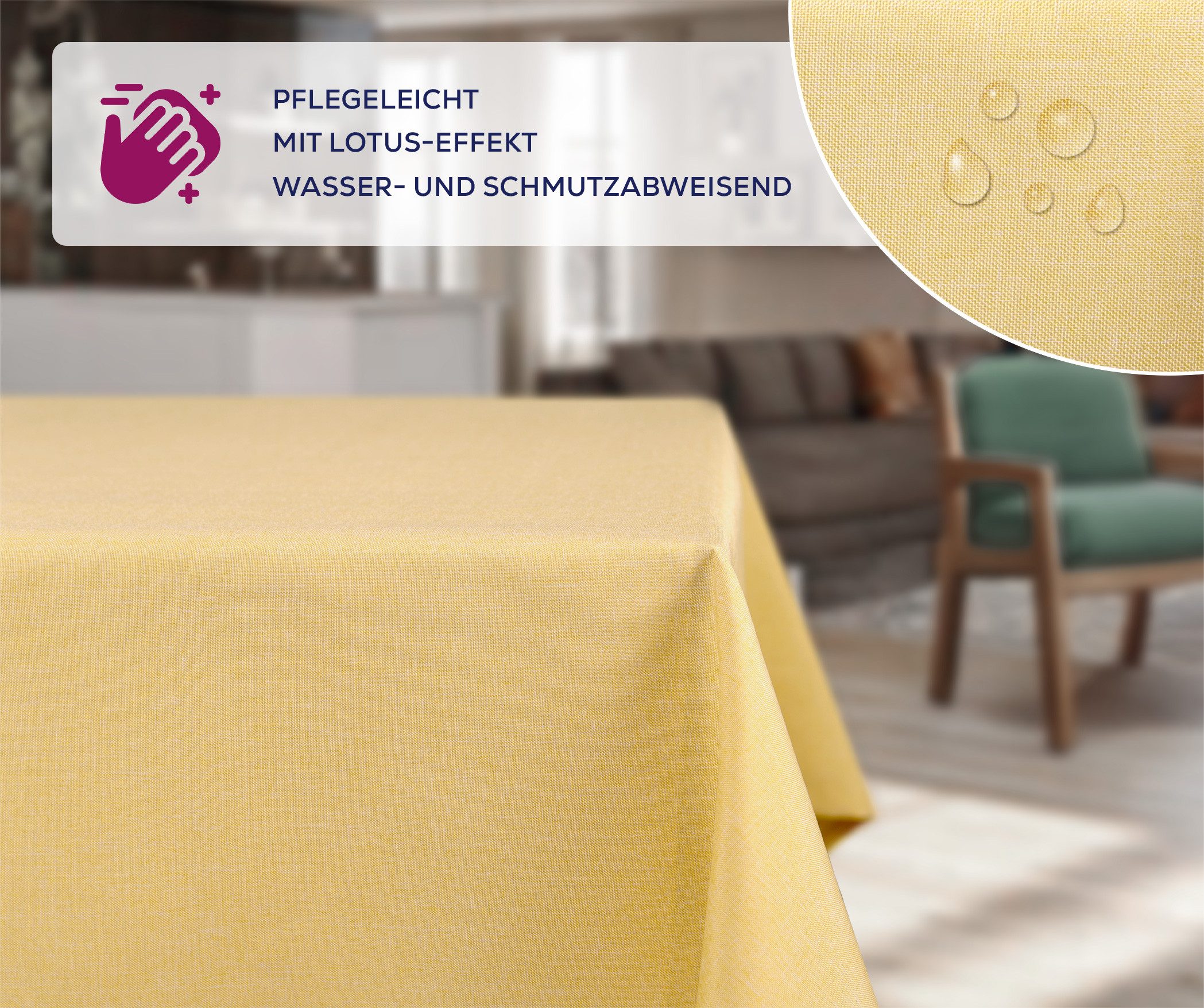 Beautex Tischdecke Fleckenabweisende bügelfreie Tischdecke mit Lotuseffekt, Leinenoptik (1-tlg)