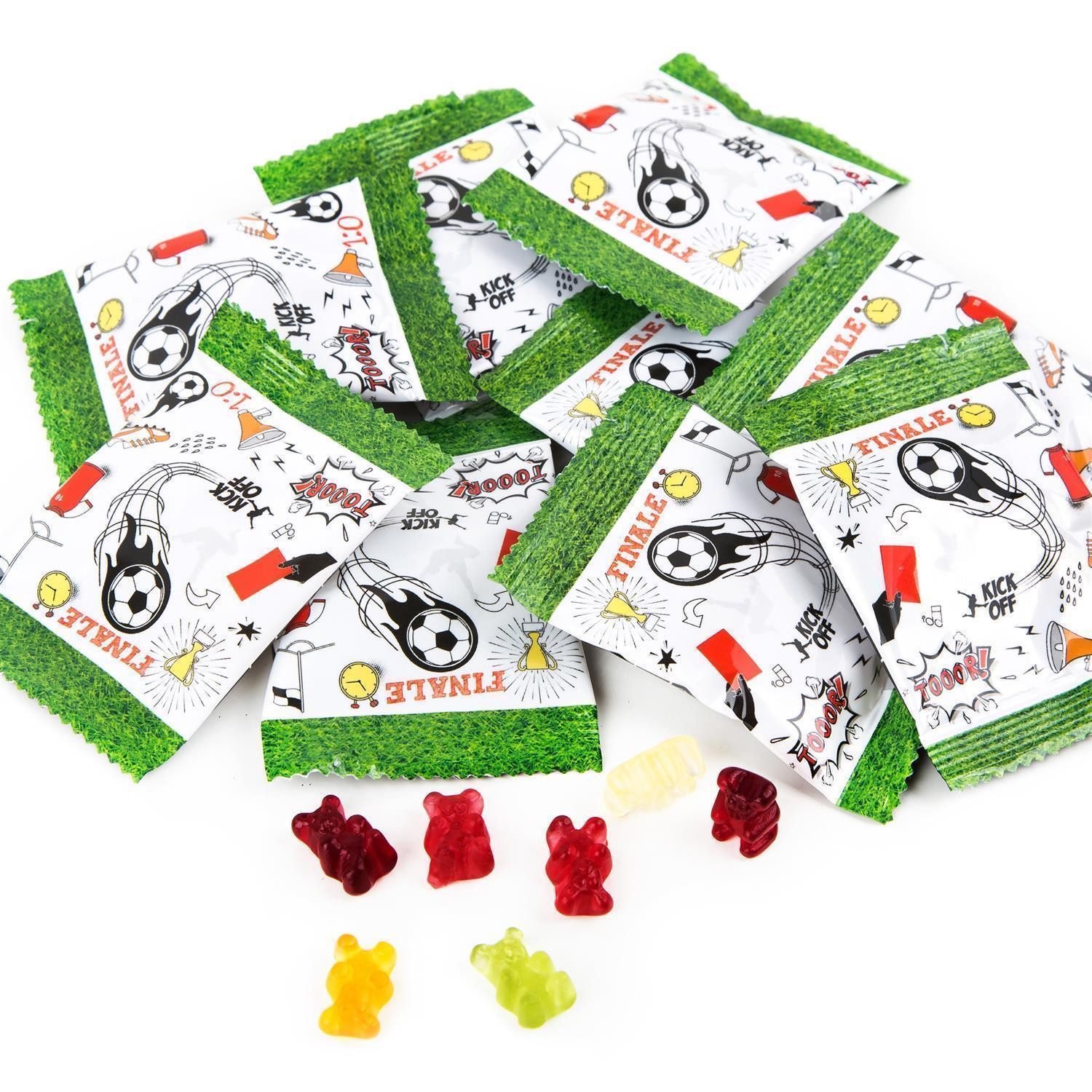 Logbuch-Verlag Dekofigur 10 kleine Fruchtgummi Tütchen Fußball Gummibärchen - Fußballer EM WM