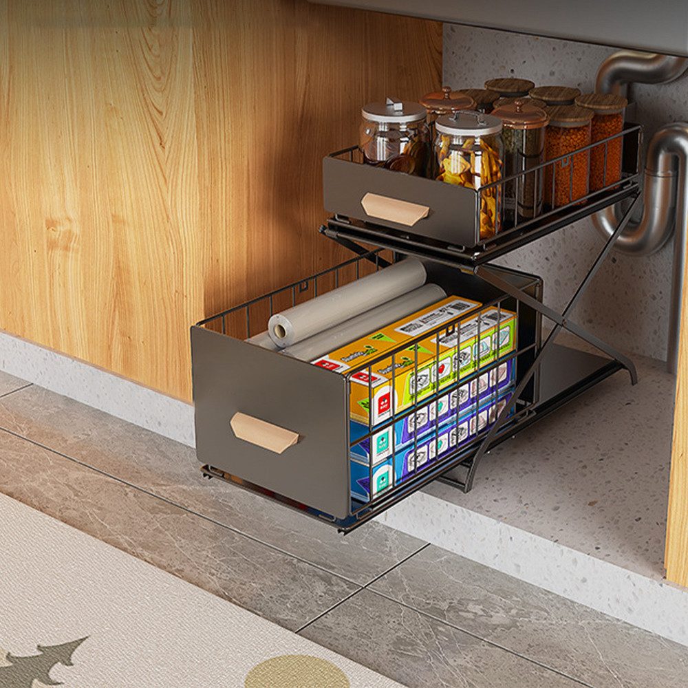 JEOBEST Küchenregal Regal mit 2 Korb-Auszügen, Unterschrankregal, Unter Was günstig online kaufen