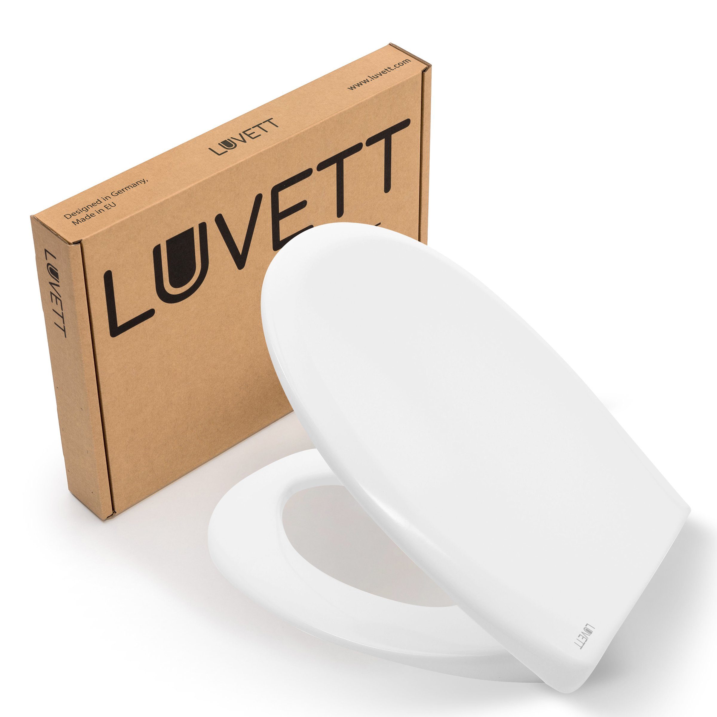 LUVETT WC-Sitz Premium C770 mit Absenkautomatik, Duroplast sanitär, O-Form (Inklusive 3 Befestigungsarten), mit Original SoftClose® Absenkautomatik, Duroplast