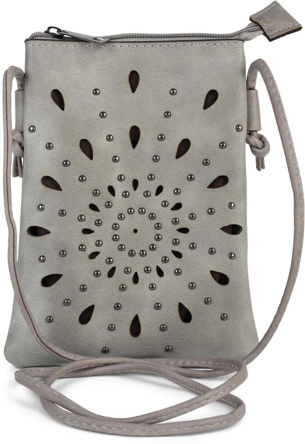 Mini Bag Mini Umhängetasche Blumen Cutouts und Nieten