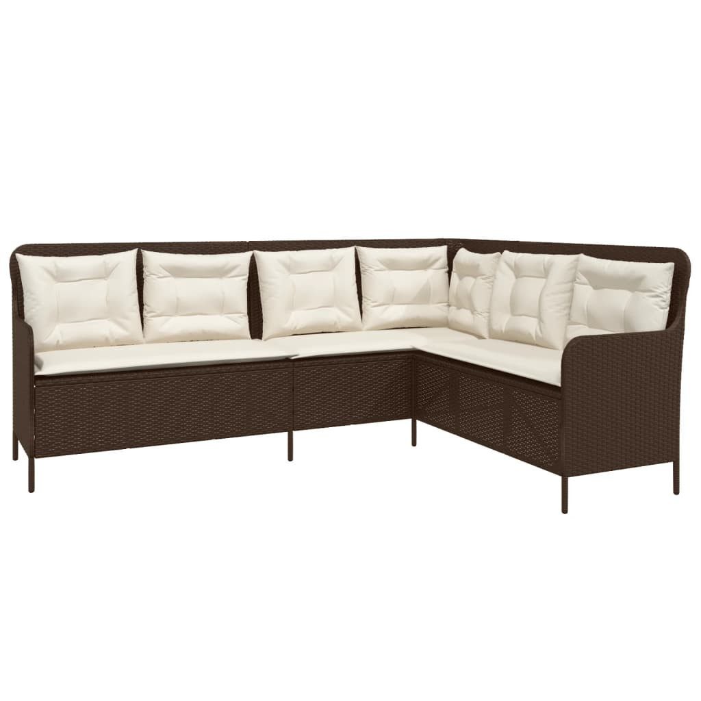 vidaXL Loungesofa Gartensofa in L-Form mit Kissen Braun Poly Rattan, 1 Teile