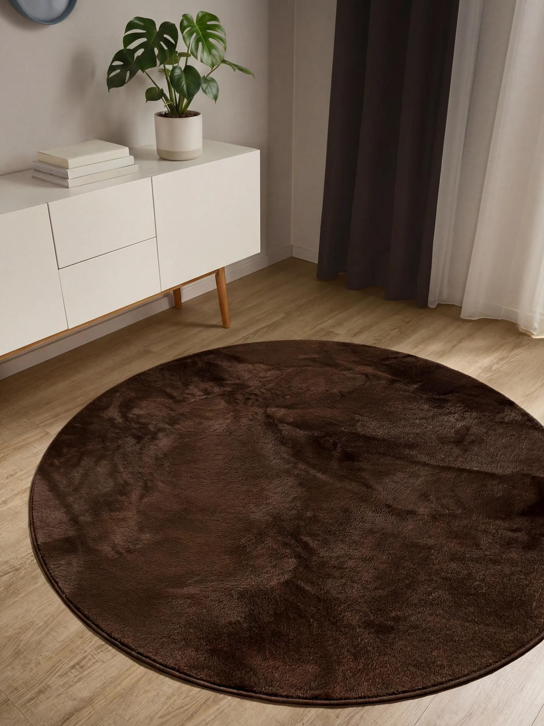 benuta Fellteppich Furry, rund, Höhe: 30 mm, Kunstfaser, Berber, Ethno-Style, Wohnzimmer