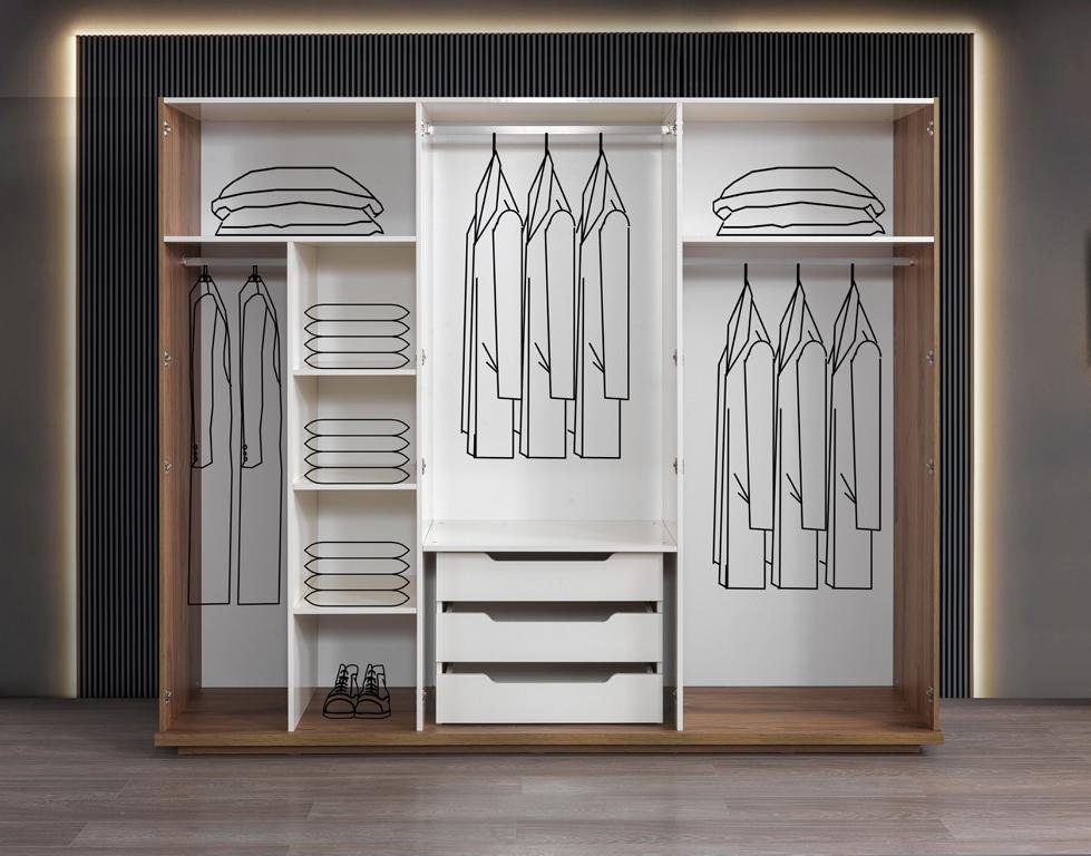 JVmoebel Schlafzimmer-Set Nachttisch (4-St) 2x 4tlg.Komplett Kleiderschrank Set, Bett Schlafzimmer