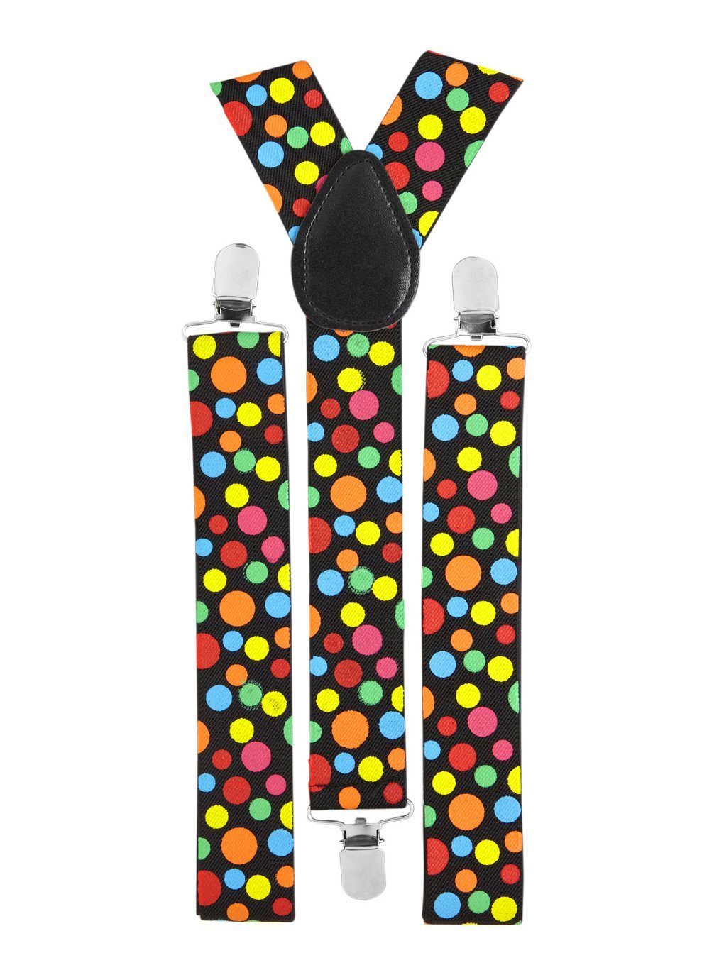 Widdmann Hosenträger Konfetti Hosenträger - für Faschingskostüm Clown Mit Metall-Clips und Schnallen zur variablen Größenanpassung