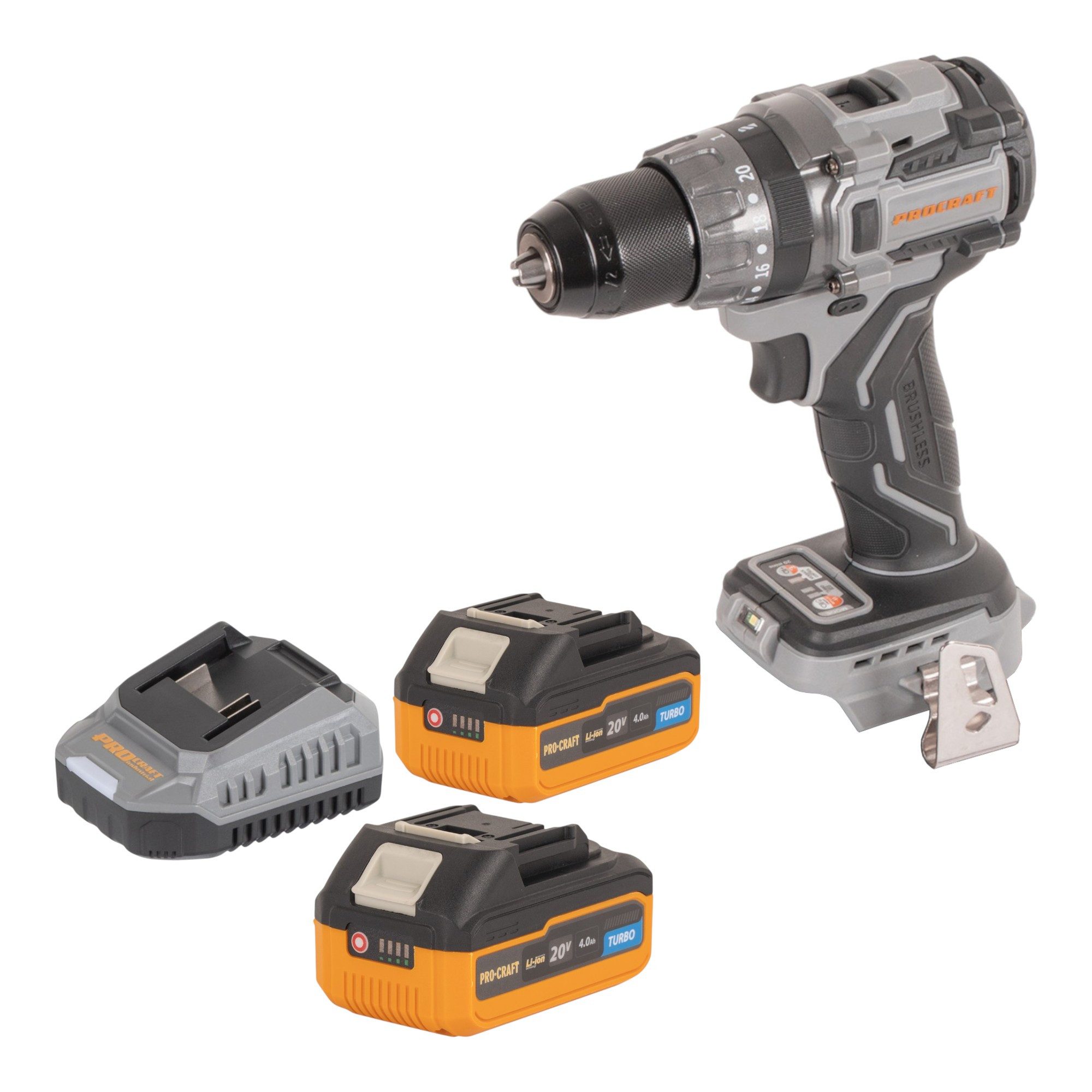 PROCRAFT industrial Akku-Schrauber CD20Abb 20 V 85 Nm + 2x Akku 4,0 Ah + Ladegerät