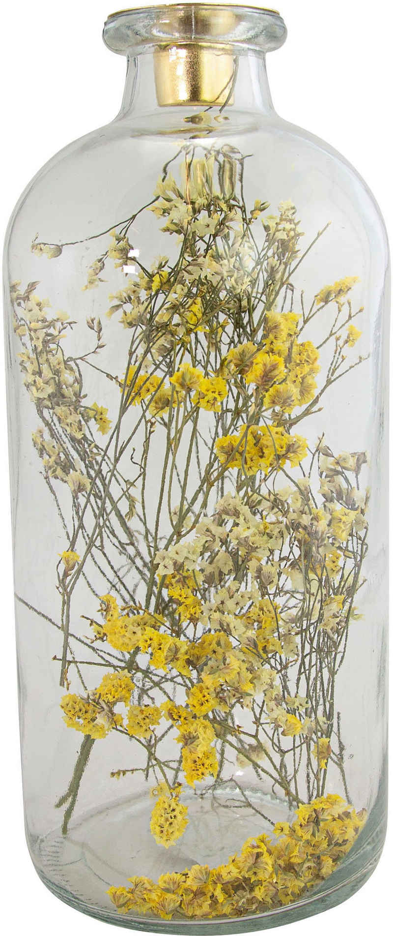 Home affaire Kerzenhalter Stabkerzenhalter Ancinnes (1 St), mit Trockenblumen, Höhe 25 cm