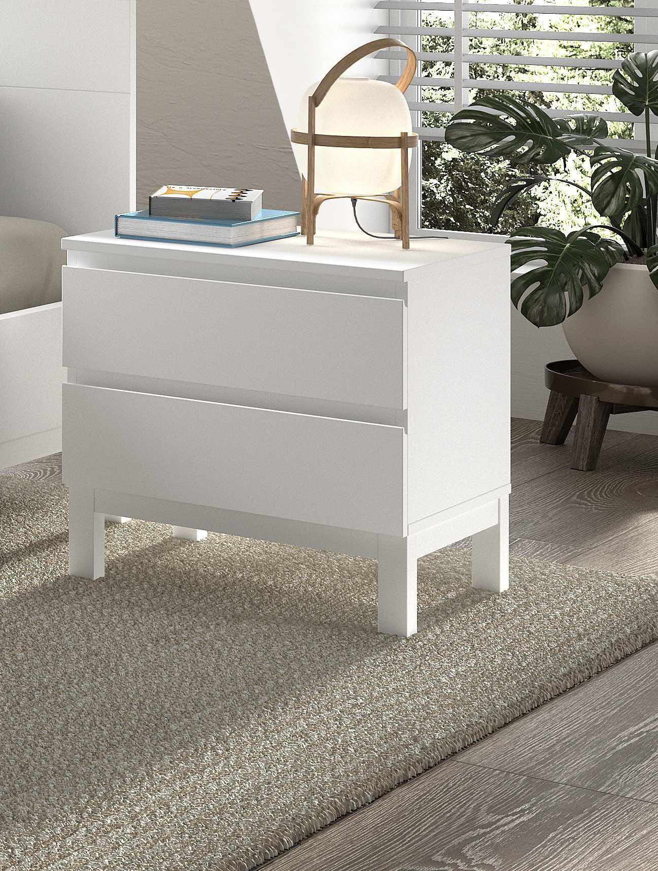 Vipack Nachttisch kann rechts oder links angestellt werden, man hat alles griffbereit, inkl. 2 geräumigen Schubladen (Soft-Close), Ausf. weiß lackiert
