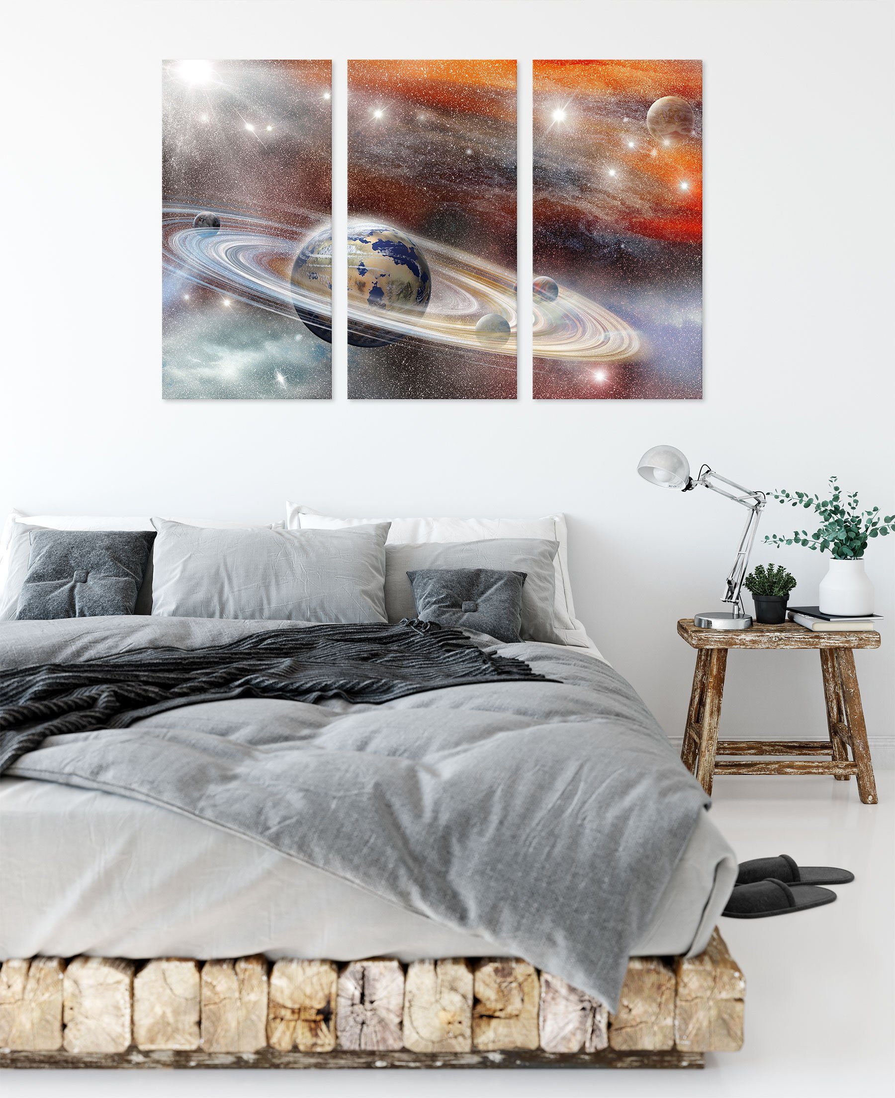 Pixxprint Leinwandbild abstrakte Galaxie, abstrakte (120x80cm) Galaxie (1 fertig Leinwandbild Zackenaufhänger St), inkl. bespannt, 3Teiler