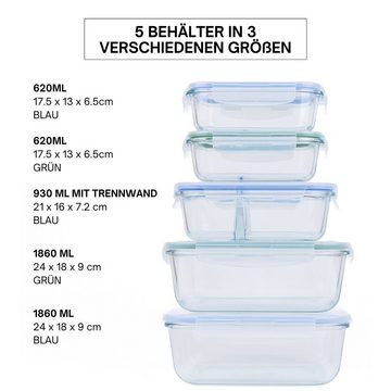 culinario Frischhaltedose Glas-Dosen mit luftdichtem Deckel Meal Prep & Aufbewahrung, BPA-frei, Glas, (Set, 2-tlg., ab 2er Set), spülmaschinenfest, mikrowellengeeignet, geeignet für Gefrierschrank