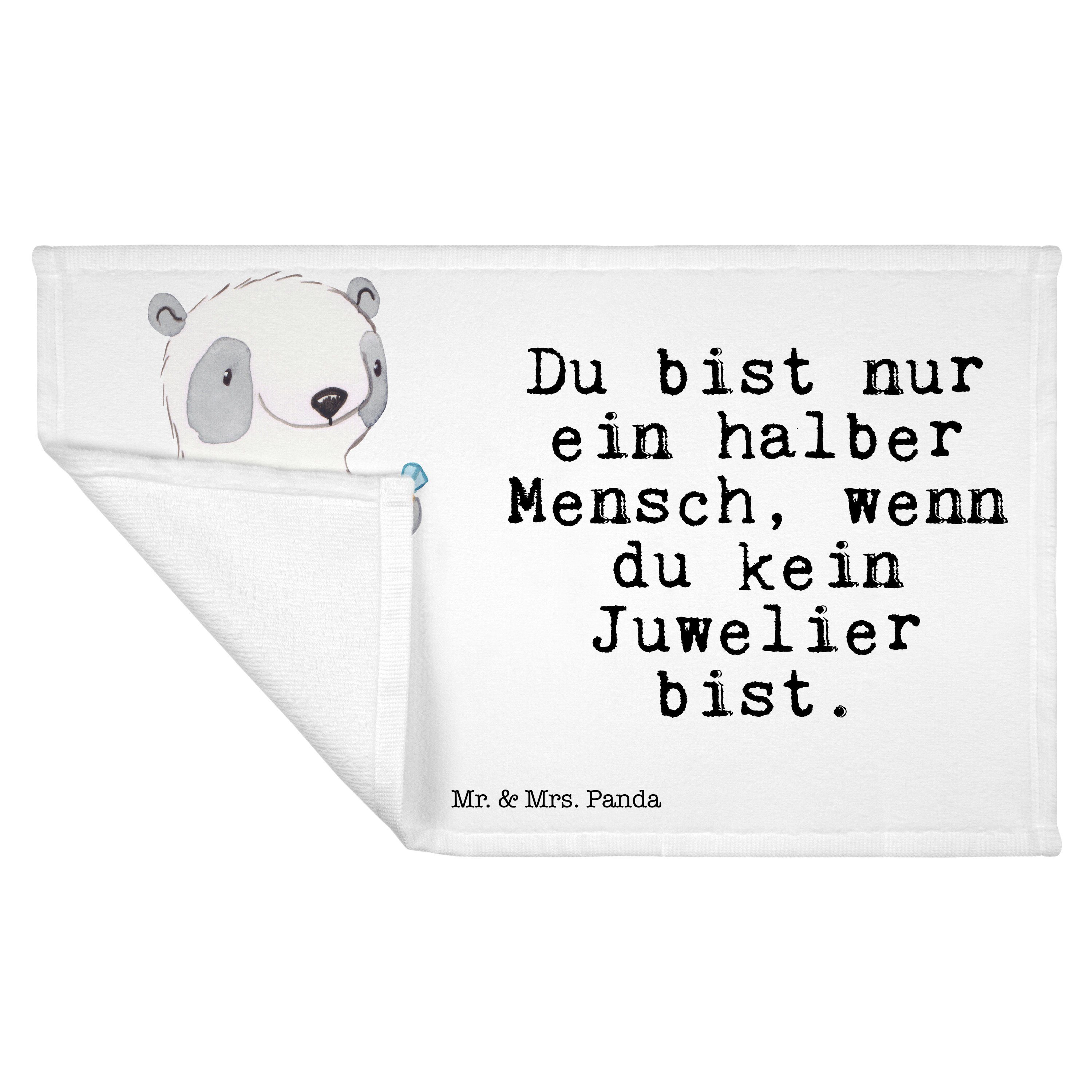 Panda Juwelier Mitarbeiter, Geschenk, - Mr. Herz Handtuch Weiß - & (1-St) Schmu, mit Mrs. Schmuckliebe,