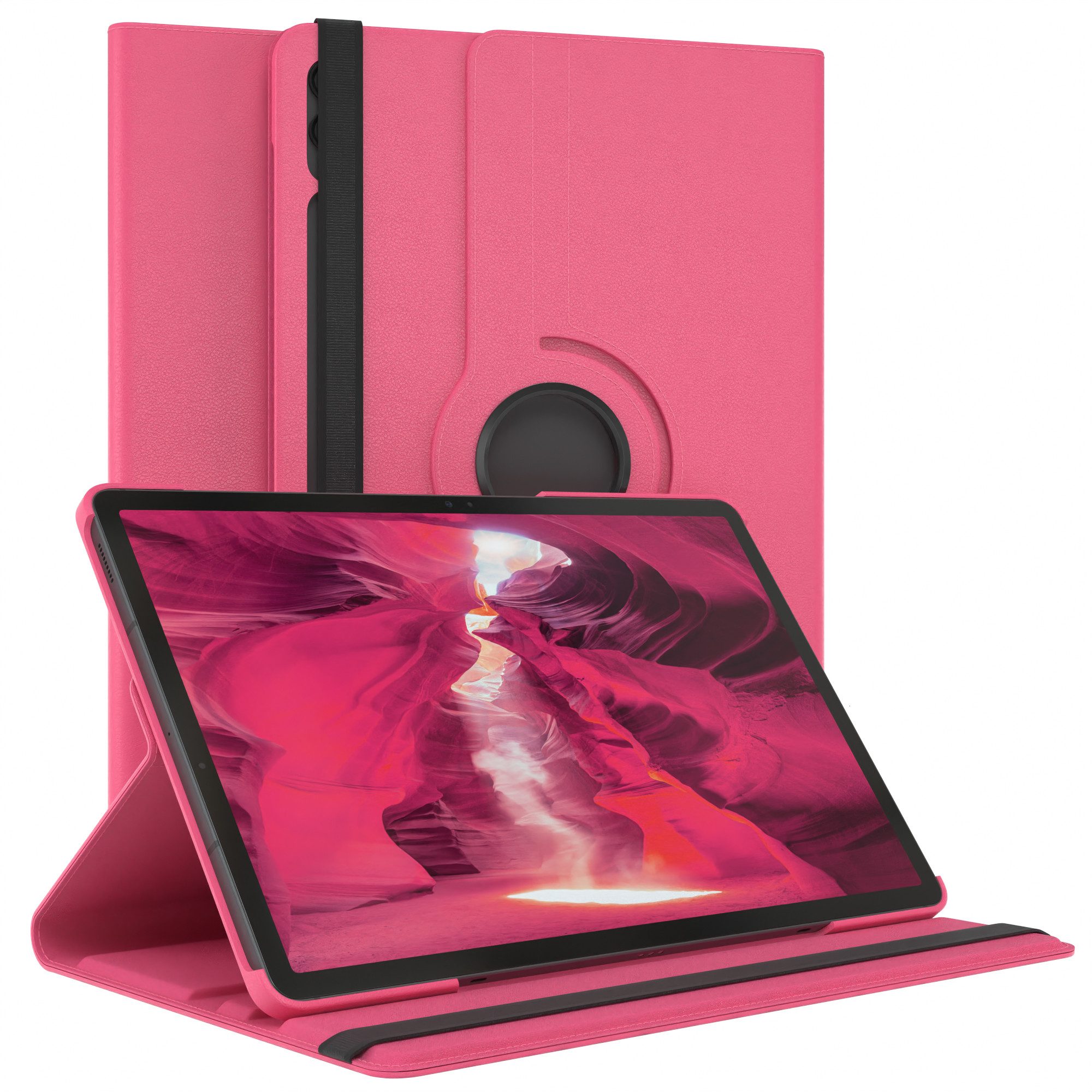 EAZY CASE Tablet-Hülle Rotation Case für Galaxy Tab S9 FE+ Rotationcase 12,4 Zoll, Klapphülle zum Aufstellen Rundum Hülle Book Tablet Slim Klappcase Pink