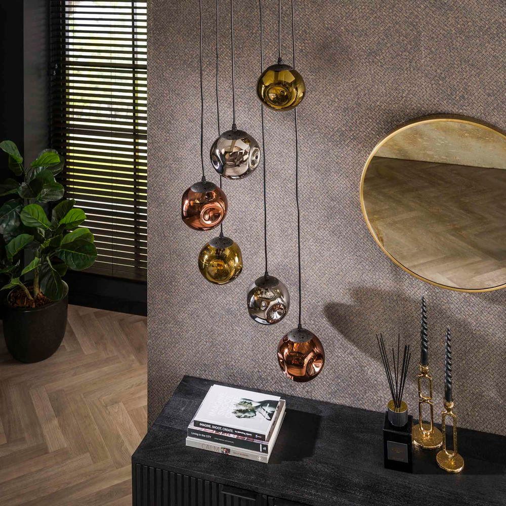 famlights Pendelleuchte famlights, Pendelleuchte Frana in Mehrfarbig und Schwarz E27