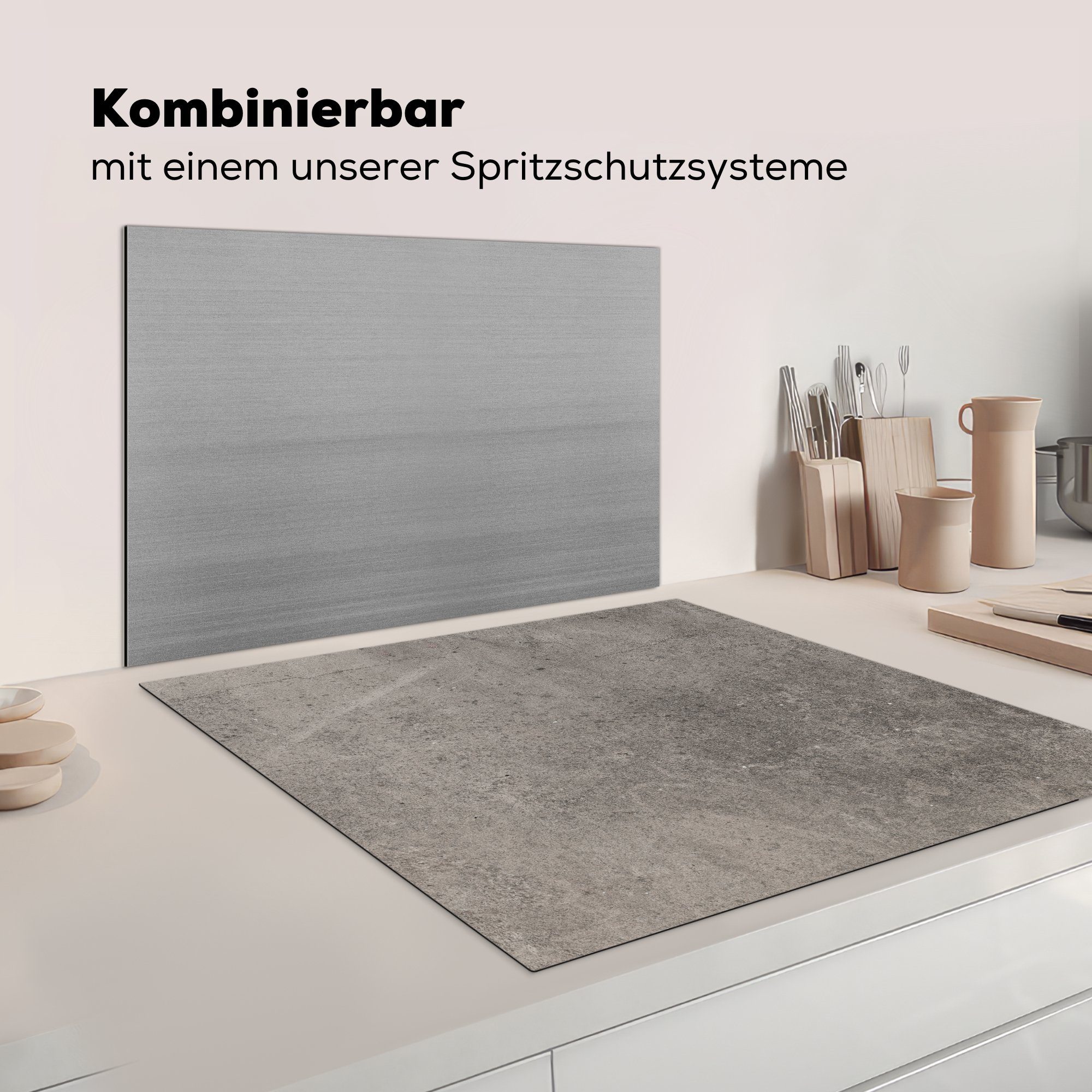 Vinyl, Arbeitsplatte Zement, für - cm, - tlg), Leitung Herdblende-/Abdeckplatte (1 Beton Ceranfeldabdeckung, 78x78 küche MuchoWow