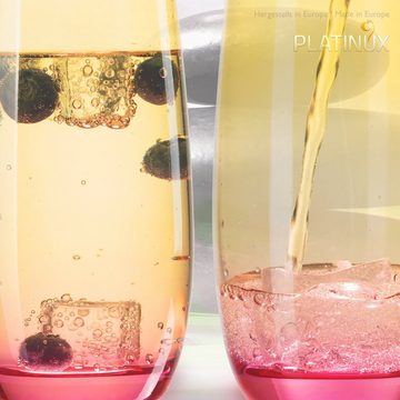 PLATINUX Glas Trinkgläser, Glas, Gelb-Rosa Bunt 300ml (max.370ml) Set 6 Stück Wassergläser Saftgläser Longdrinkgläser