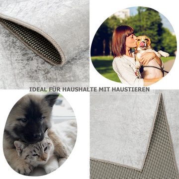 Teppich Waschbarer Wohnzimmer Teppich Waschbar in der Waschmaschine Anti Slip, Mynes Home, Grau, Einfarbig, Uni