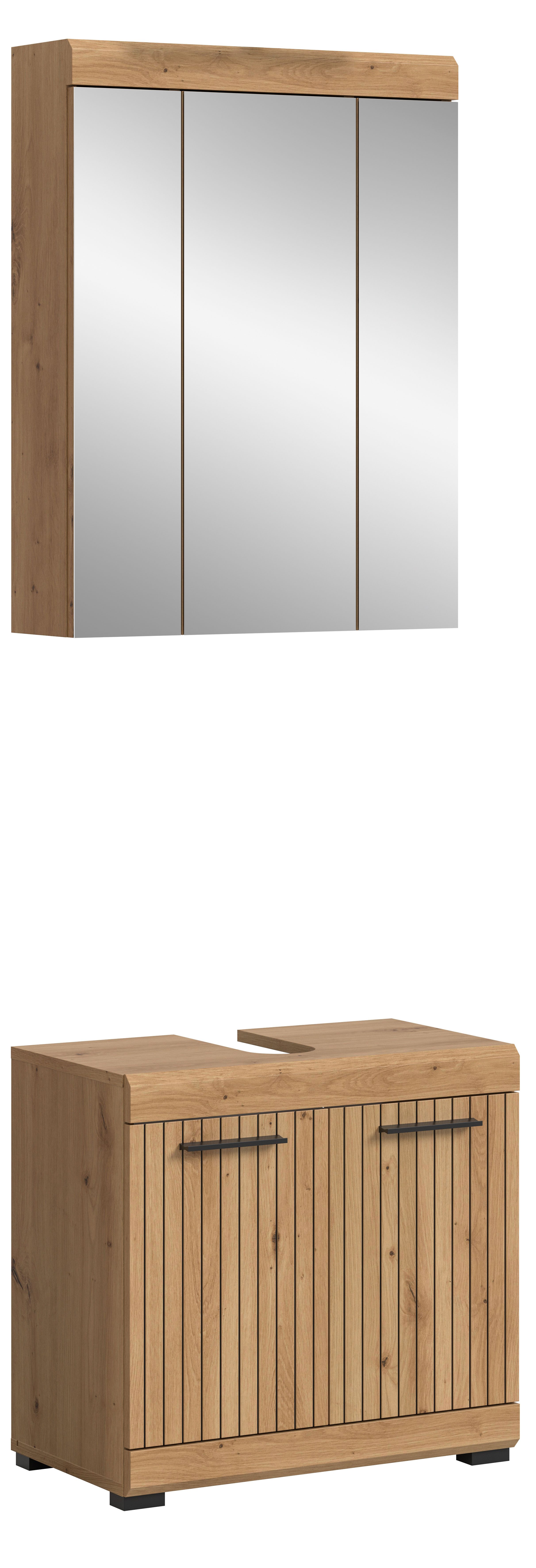 welltime Badmöbel-Set SIENA, 2 tlg., bestehend aus: Waschbeckenunterschrank, Spiegelschrank, (Set, 2-St., TOPSELLER), in verschiedenen Farben erhältlich, Badmöbel, Kombination, Badezimmer