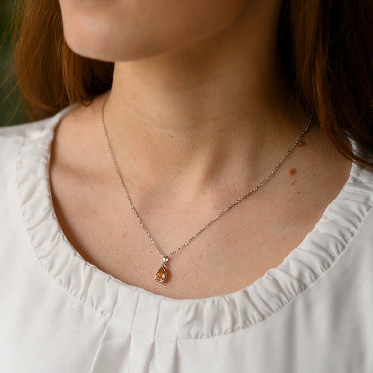 Materia Kettenanhänger Tropfen Citrin Edelstein Orange günstig online kaufen