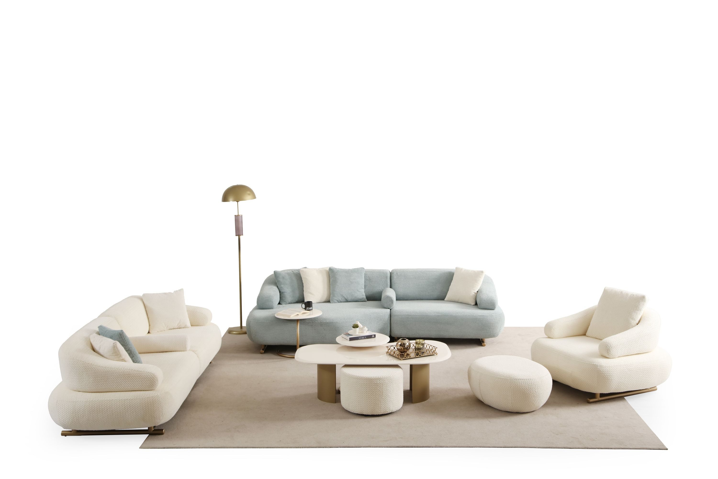 Nobelaa Sofa Sitzgruppe/Sofa Set - Wohnzimmergarnitur "Redbud" 3+2+1 - Beige/Blau