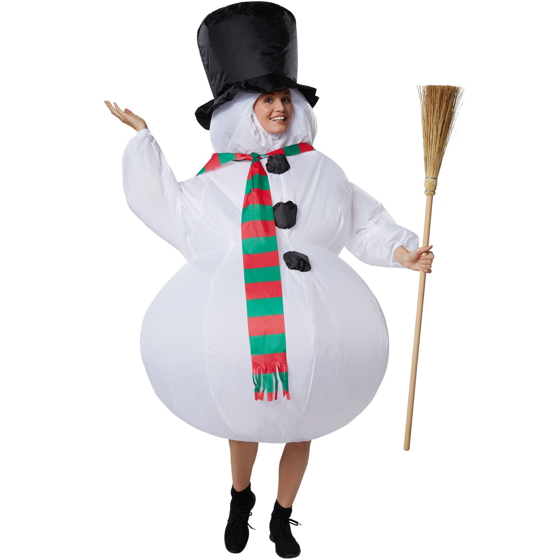 dressforfun Kostüm Aufblasbares Kostüm Schneemann, Schneemann-Outfit mit Zylinder und Schal
