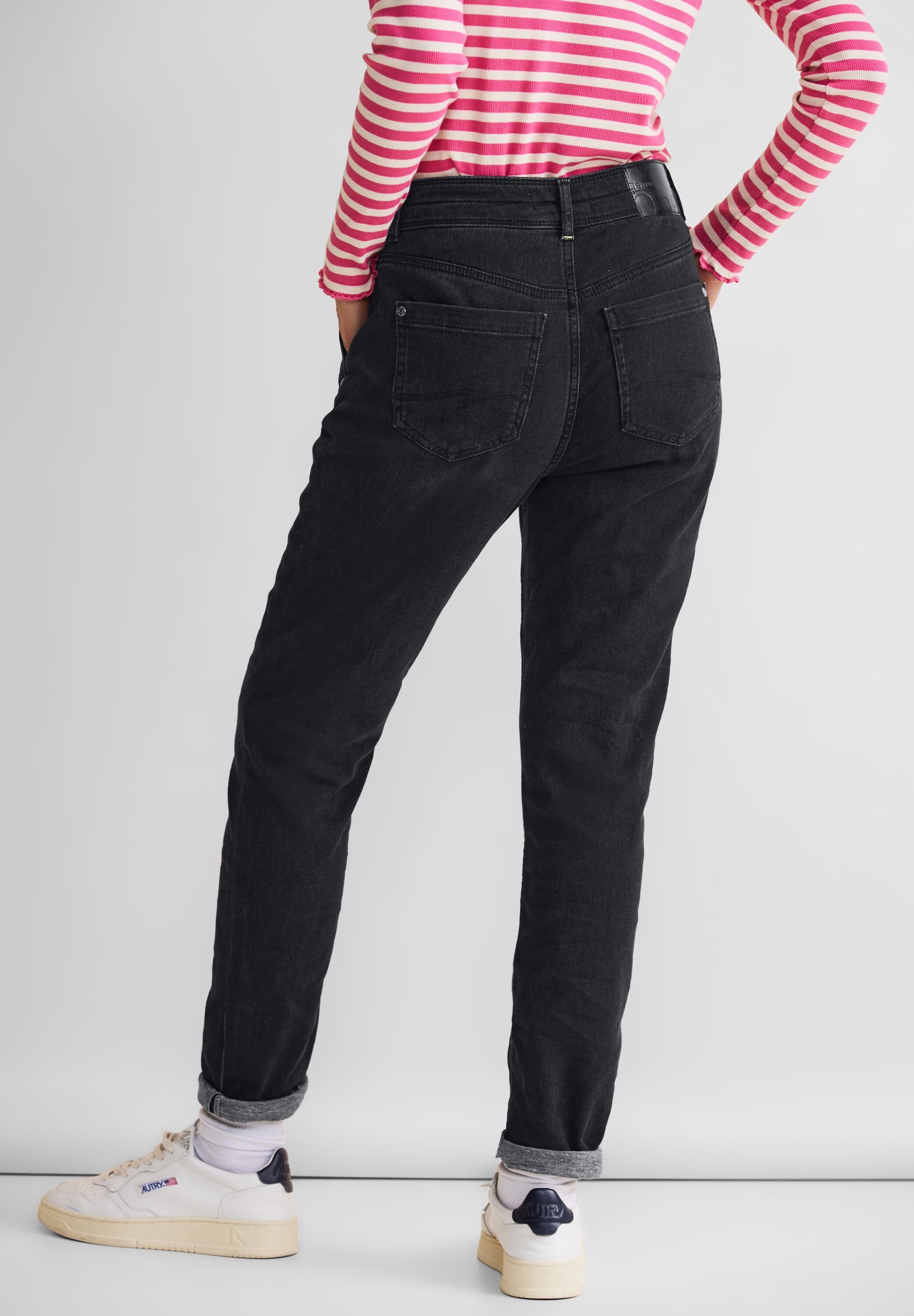 Waist, Loose-fit-Jeans ONE Waschung High STREET Dunkle