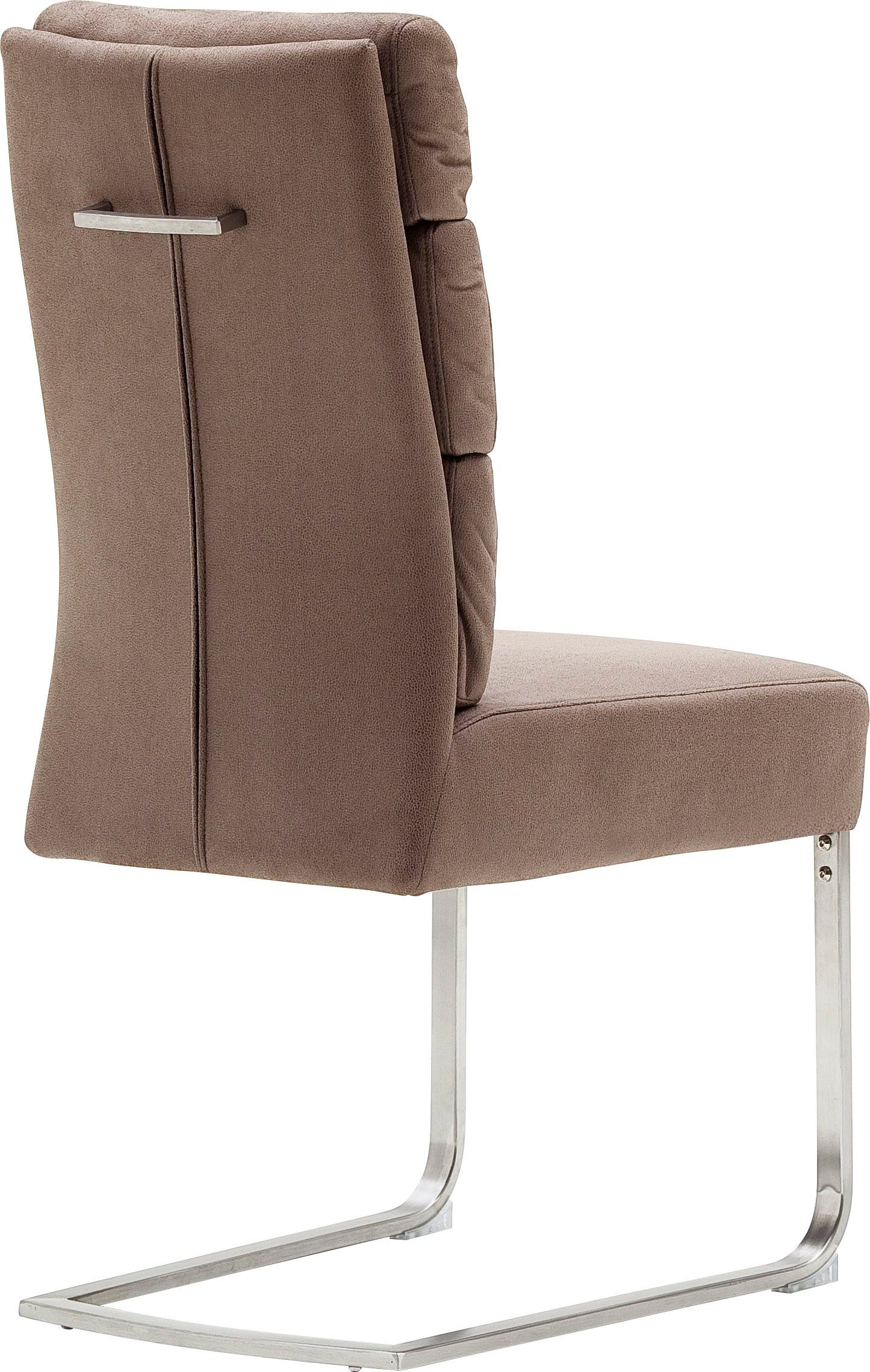MCA | Cappuccino Stuhl furniture St), Freischwinger bis | 2 gebürstet Kg Cappuccino belastbar (Set, Rochester Edelstahl 120