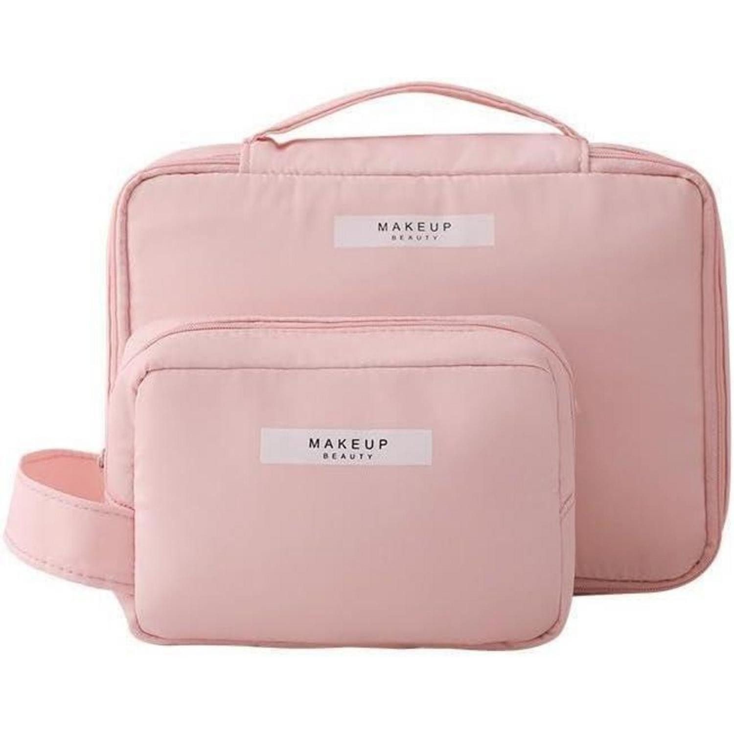 LuxusKollektion Kosmetiktasche Kosmetiktasche Reise Organizer Schminktasche Frauen 2 Rosa Groß Klein
