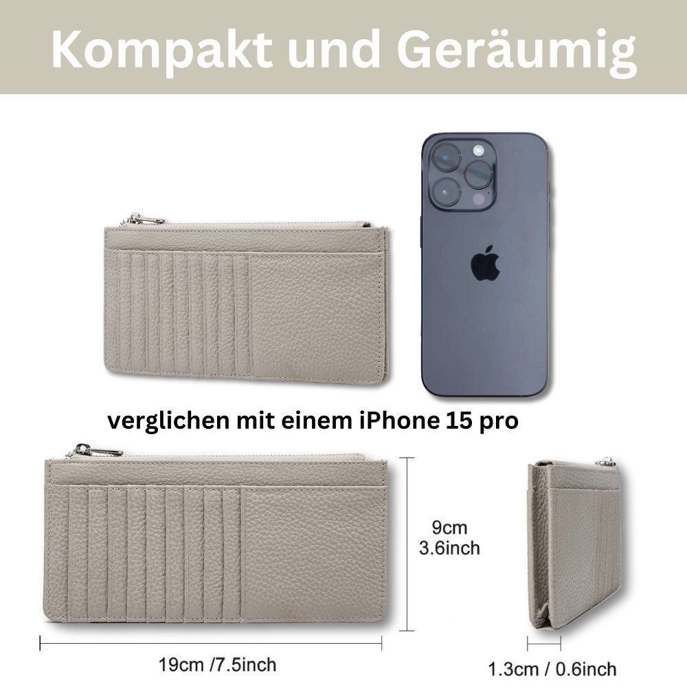 Fomax Geldbörse Damen doppelseitiger Kartenhalter aus Echtleder mit Handyfa günstig online kaufen