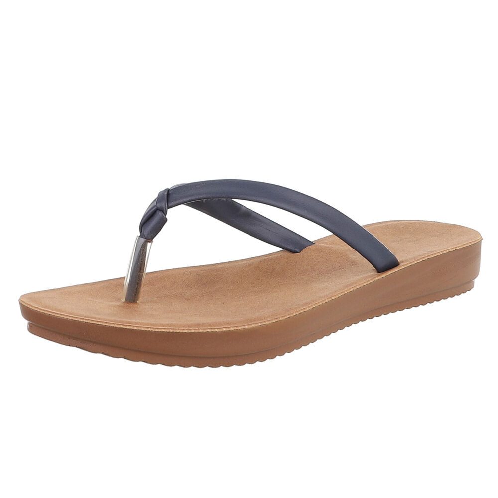 Ital-Design Bequeme Flip-Flops mit goldenen Details für den Sommer Zehentrenner (89372784) Keilabsatz/Wedge Zehentrenner in Dunkelblau