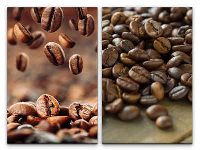 Sinus Art Leinwandbild 2 Bilder je 60x90cm Kaffee Kaffeebohnen Barista Kaffeegenuss Kunstvoll Duftend Makroaufnahmen
