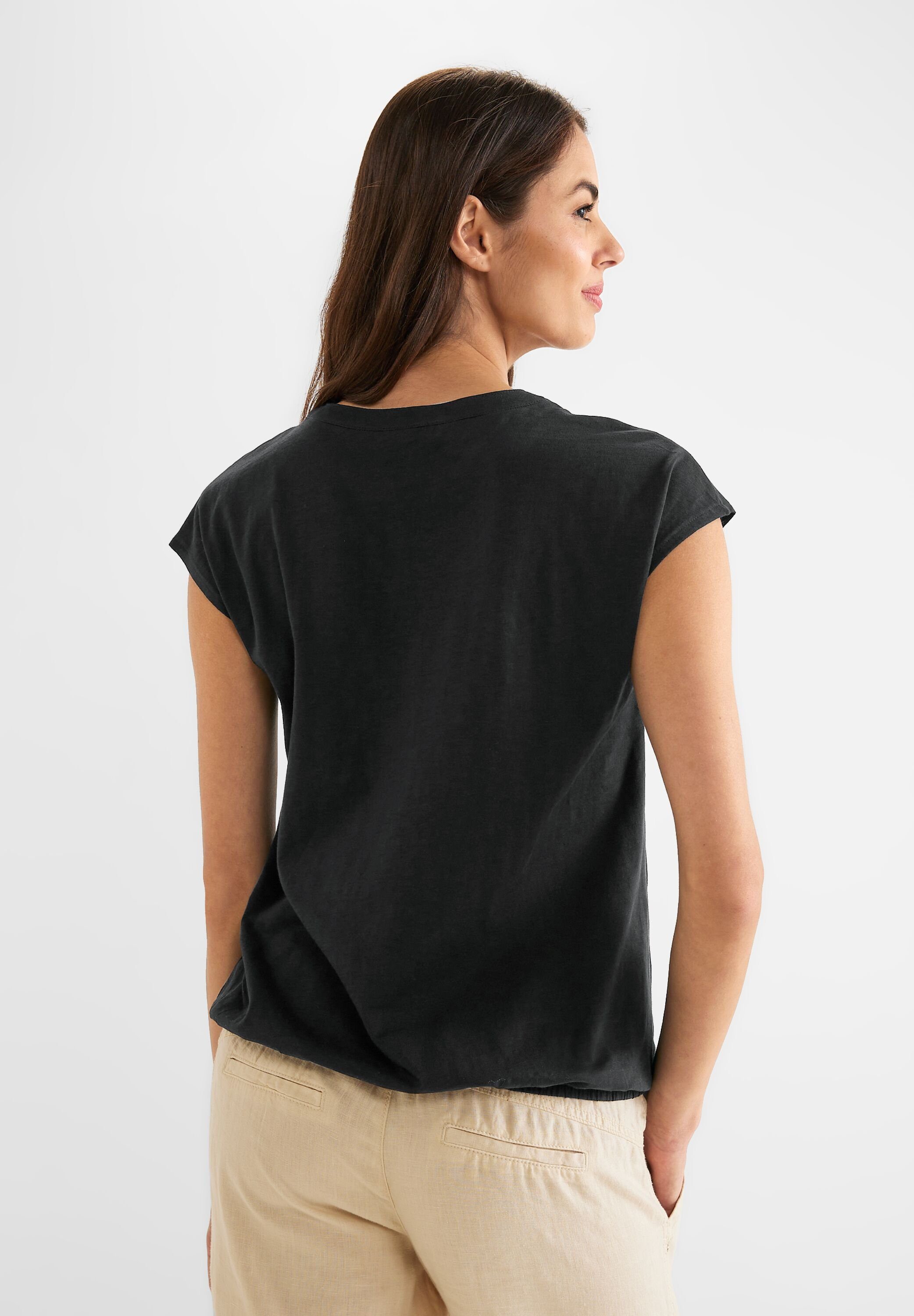 STREET ONE Unifarbe Black T-Shirt in