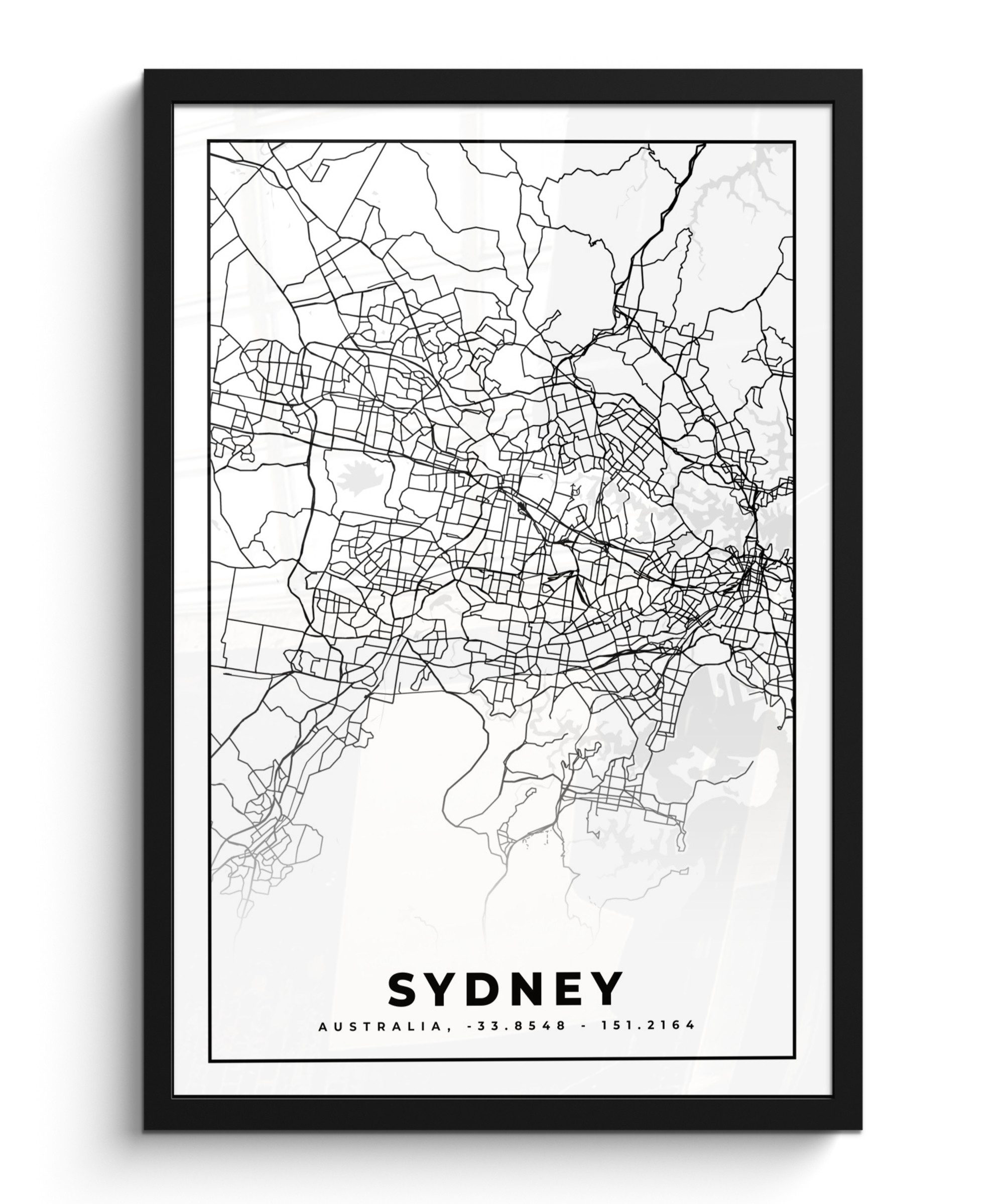 Poster Sydney - Schwarz und weiß - Karte - Stadtplan