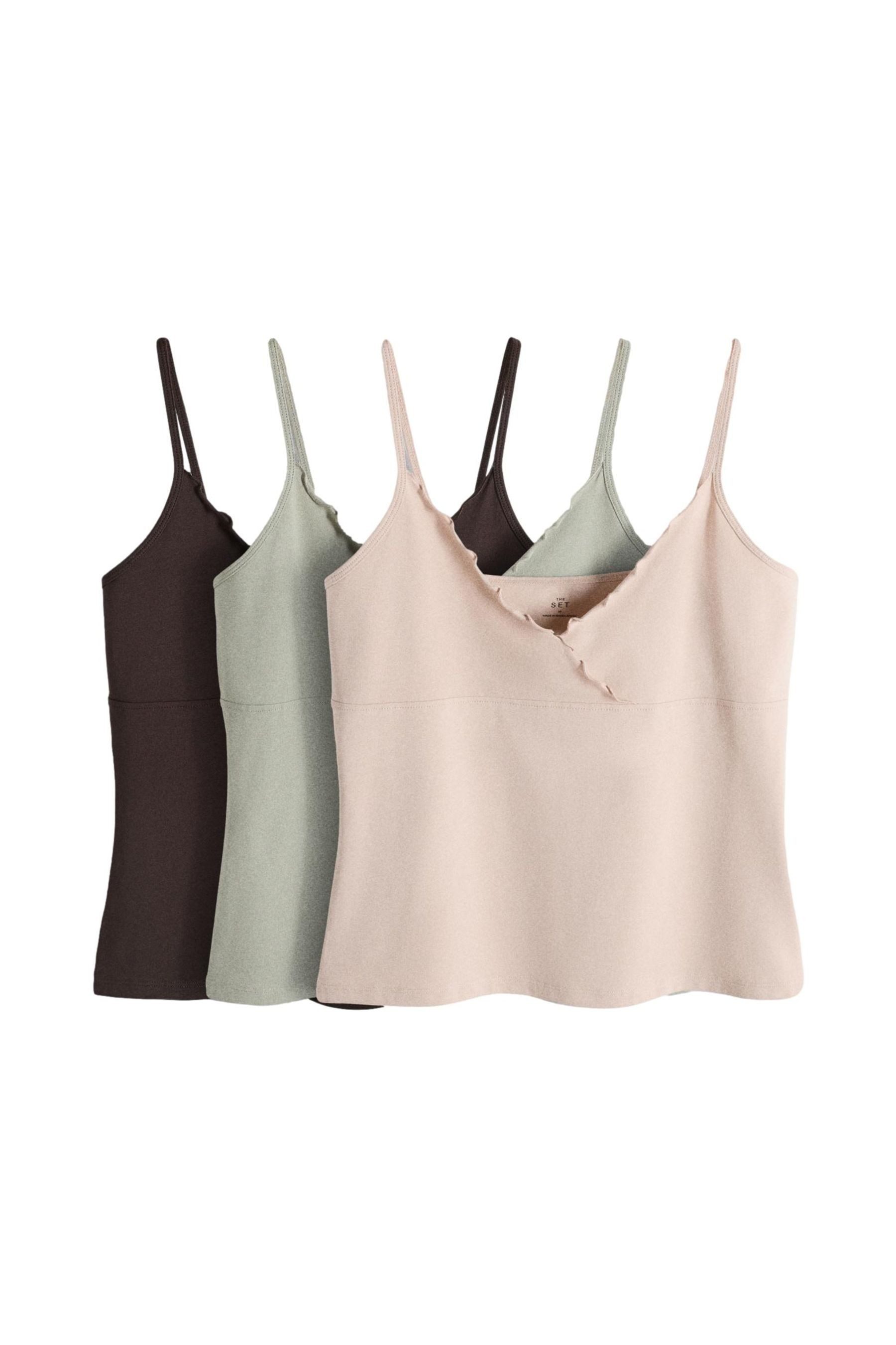 The Set Trägertop The Set verkürzte Camisoles mit Rüschen, 3er-Pack (3-tlg)