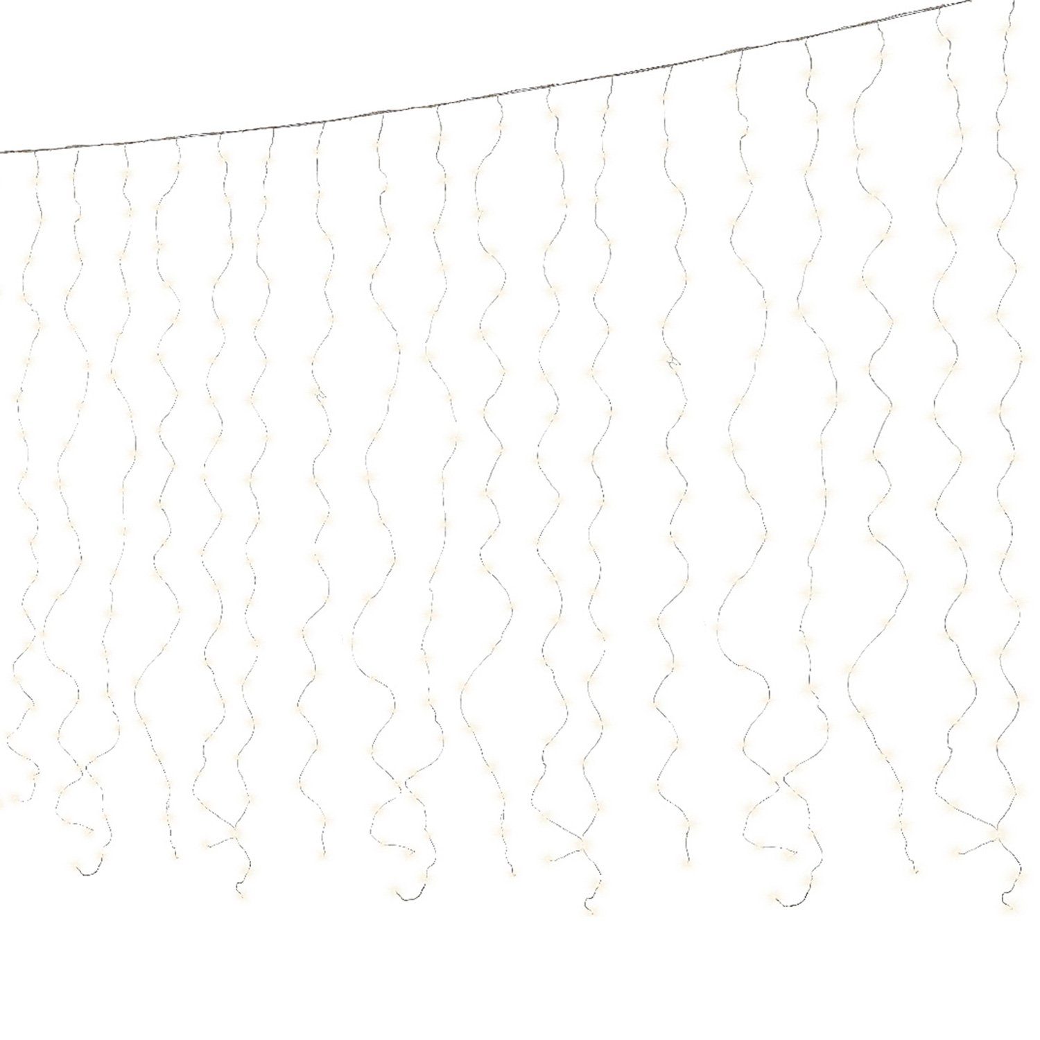 MARELIDA LED-Lichtervorhang Draht Weihnachtsdeko für Fenster 10 Stränge 100LED 0,9x1m Innen Außen, 100-flammig