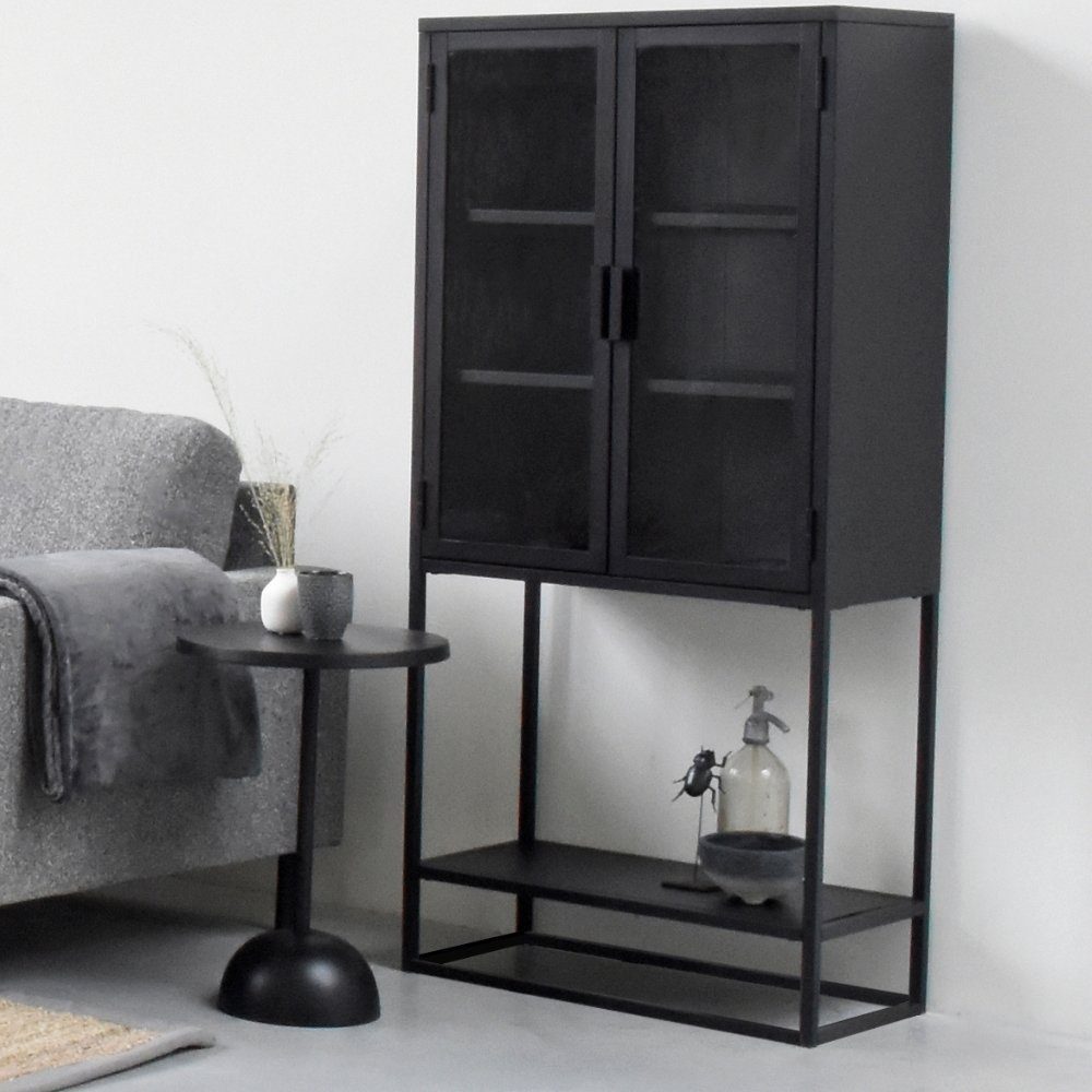 Metall Schwarz RINGO-Living Beistelltisch 570x400mm, Möbel Beistelltisch aus in Keola