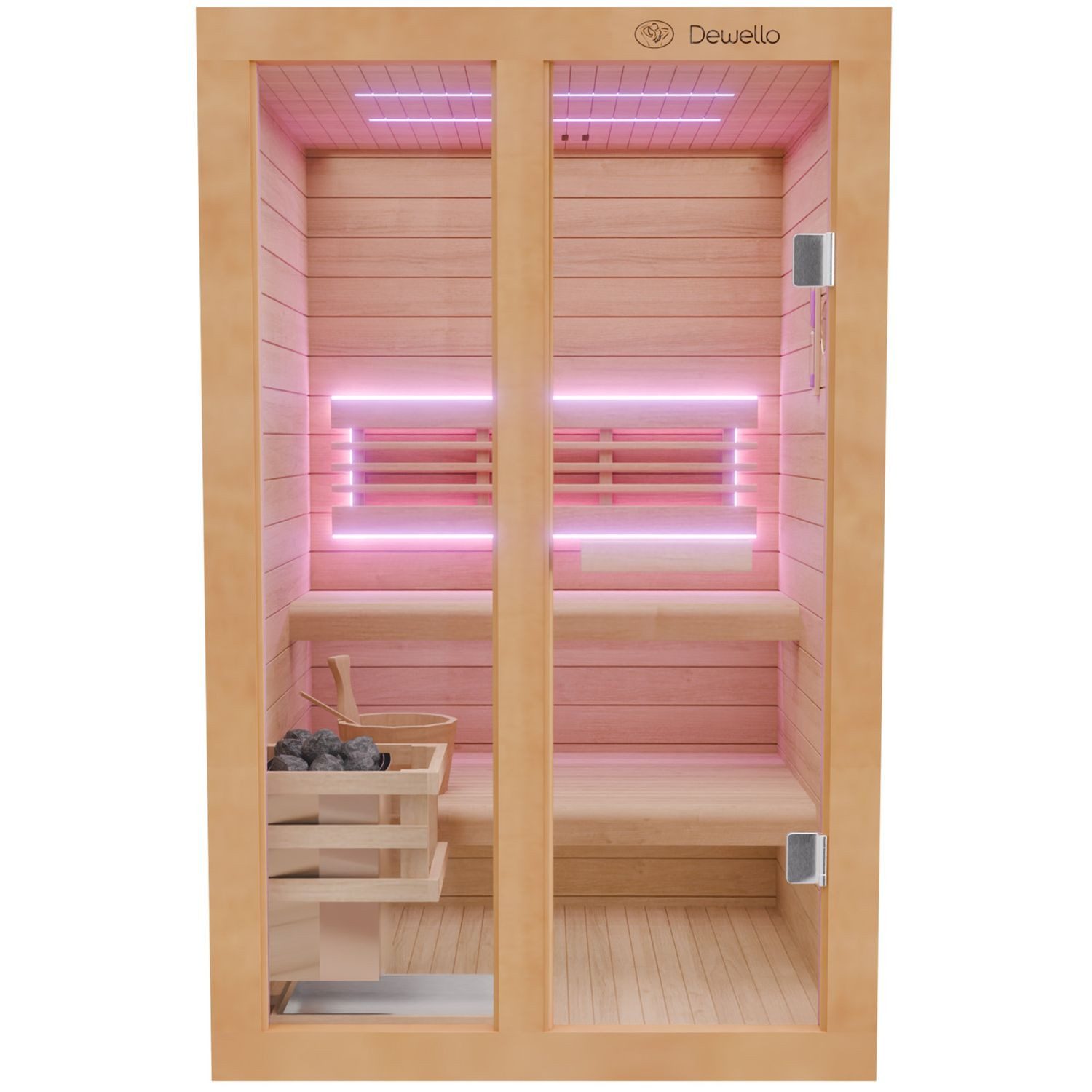 Dewello Sauna TOFINO 120x140 Finnische Sauna, 2 Personen, Saunaofen, Harvia 3,5KW, BxTxH: 120 x 140 x 190 cm