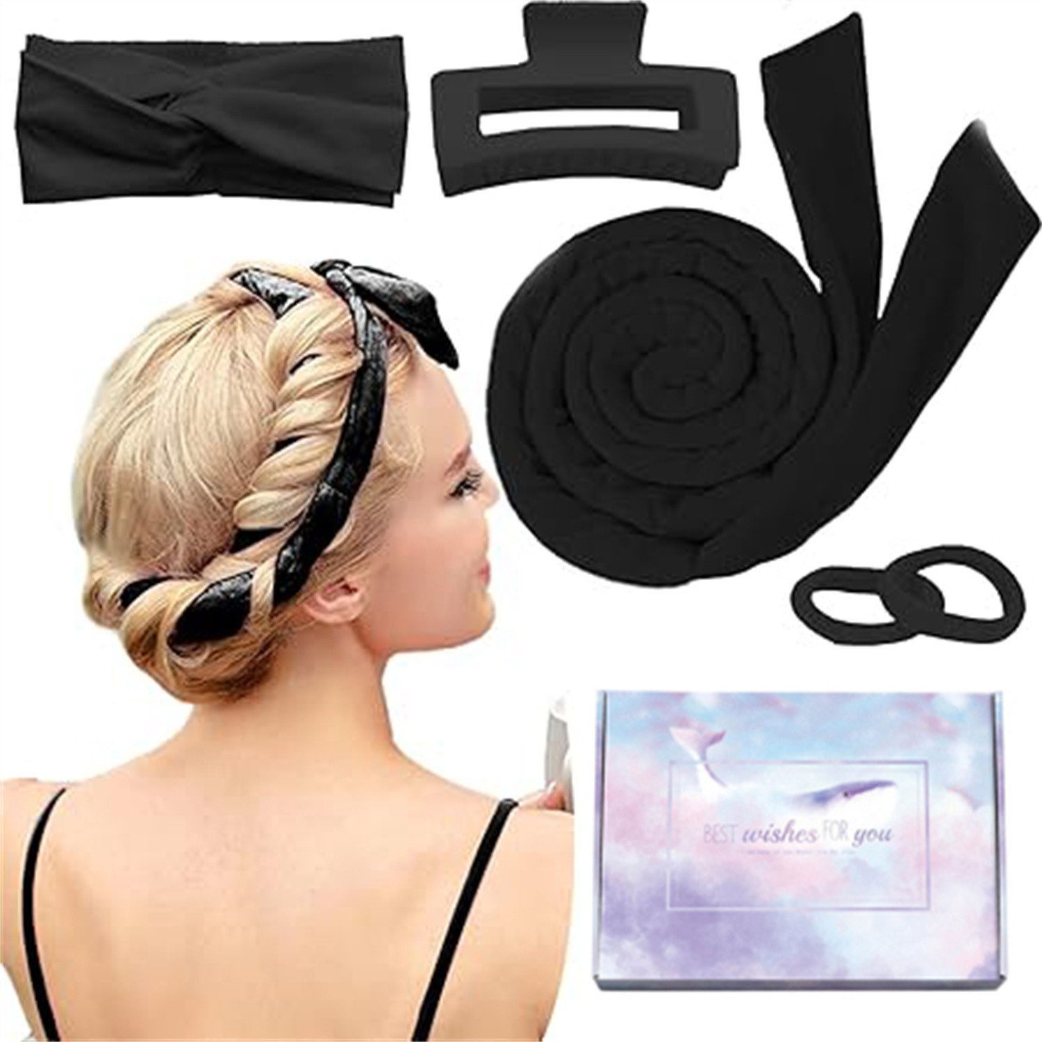 feinlux Lockenwickler Neu Lockenwickler Locken Ohne Hitze Heatless Curls Band Samt, set, Hochwertiges Korallenfleece-Material, elastisch und dehnbar