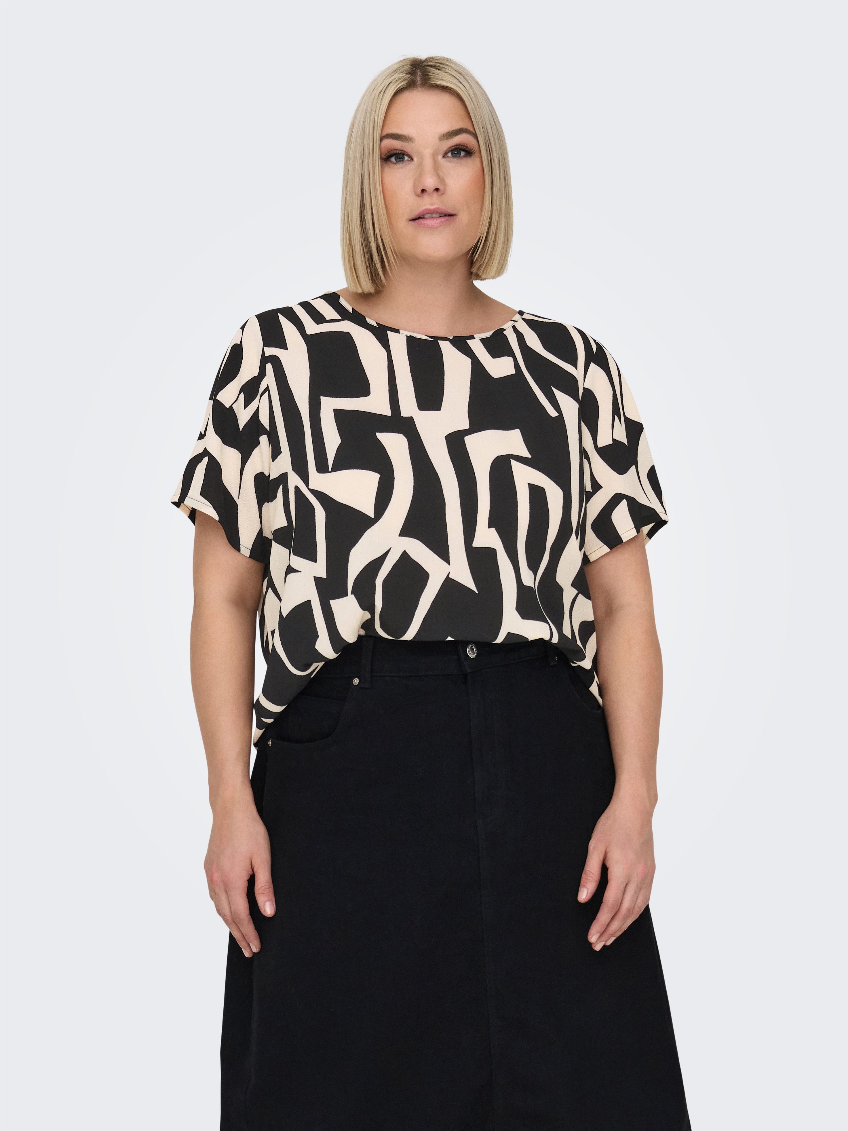 ONLY CARMAKOMA Shirtbluse CARVICA SS TOP WVN NOOS Materialmix, regular fit günstig online kaufen