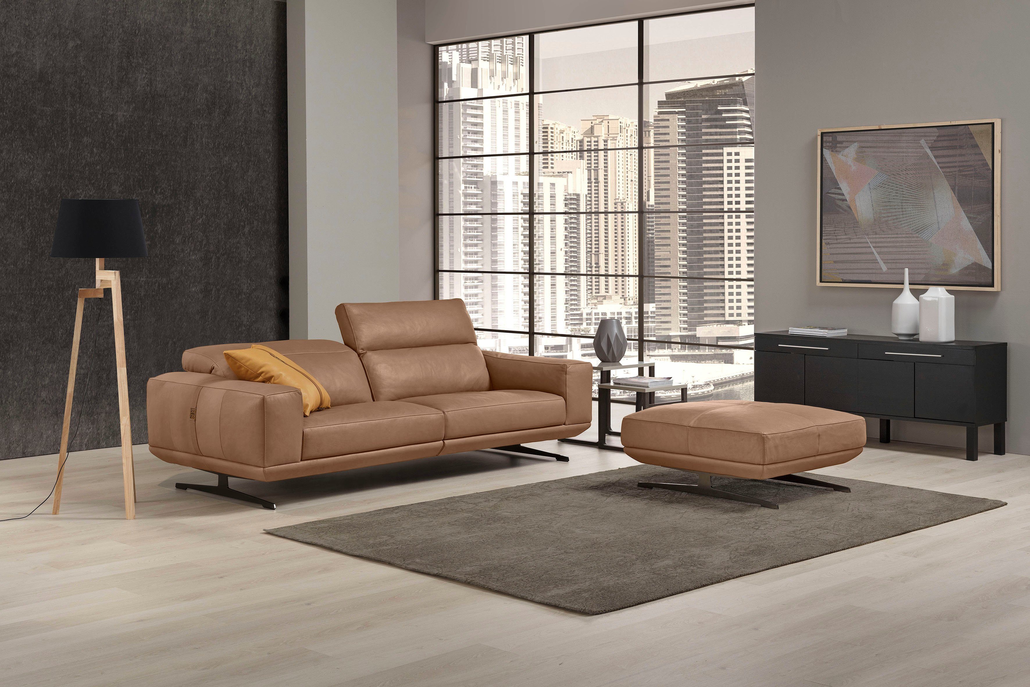 Egoitaliano 2,5-Sitzer Gloria, super bequem und hochwertige Verarbeitung, edles Design, beidseitig verstellbare Rückenelemente, mit Metallfüßen
